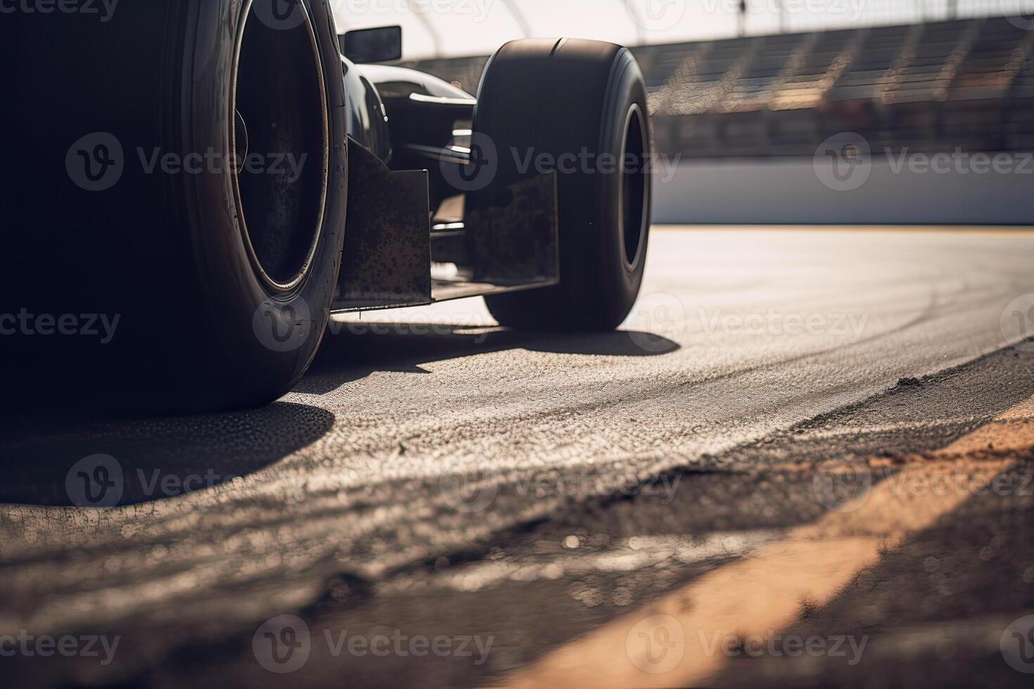 The international race track with a race car. Empty race track with race car. . photo