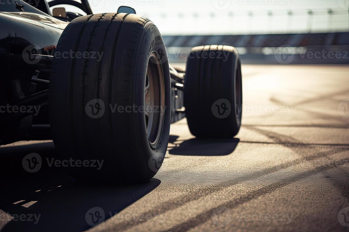 The international race track with a race car. Empty race track with race car. . photo