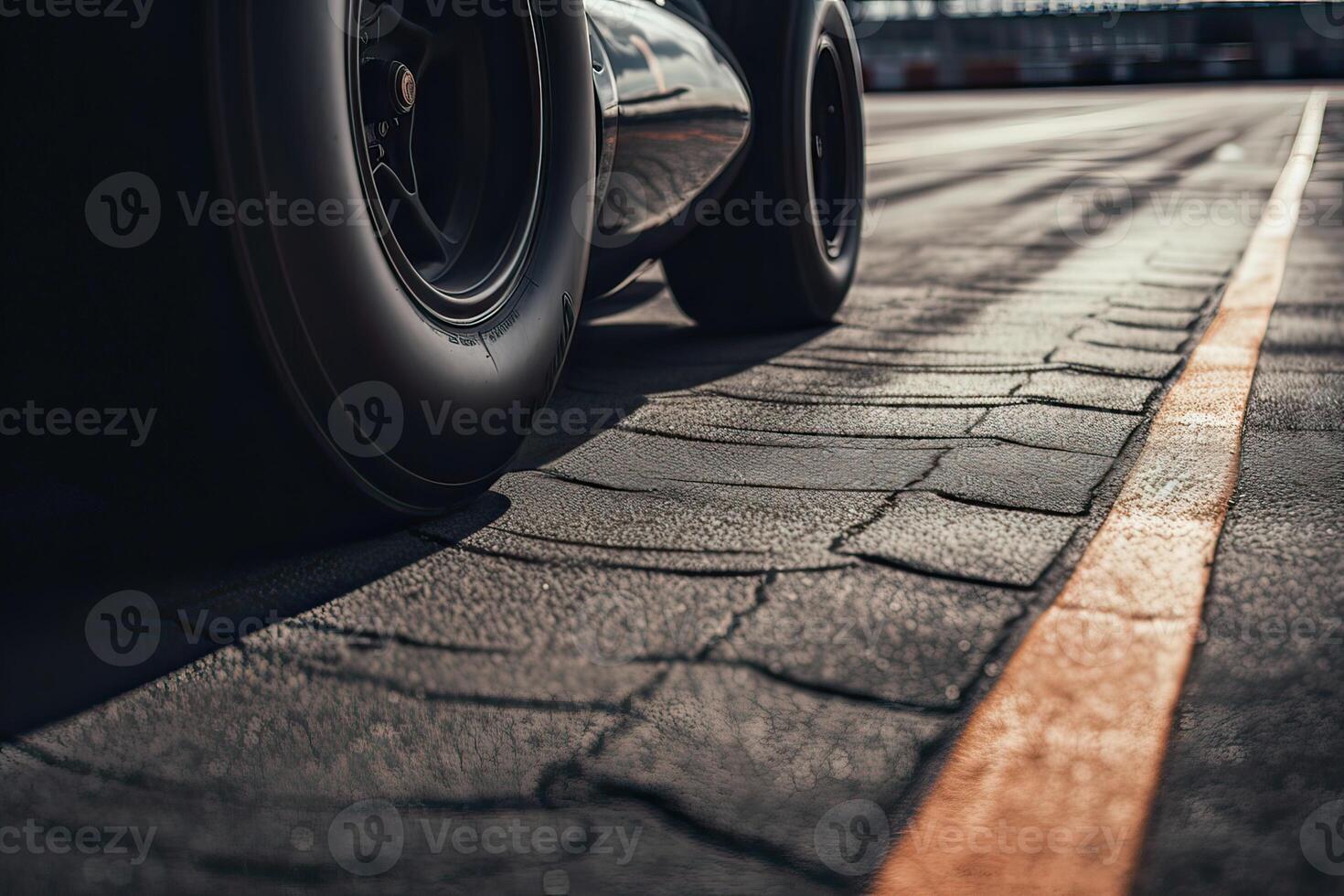 The international race track with a race car. Empty race track with race car. . photo