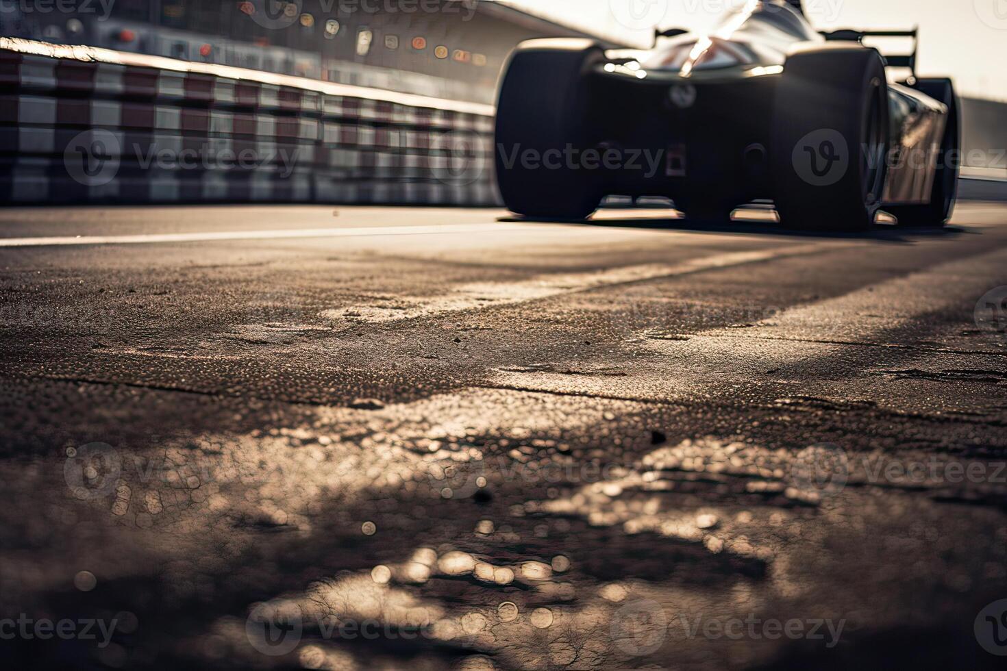 The international race track with a race car. Empty race track with race car. . photo