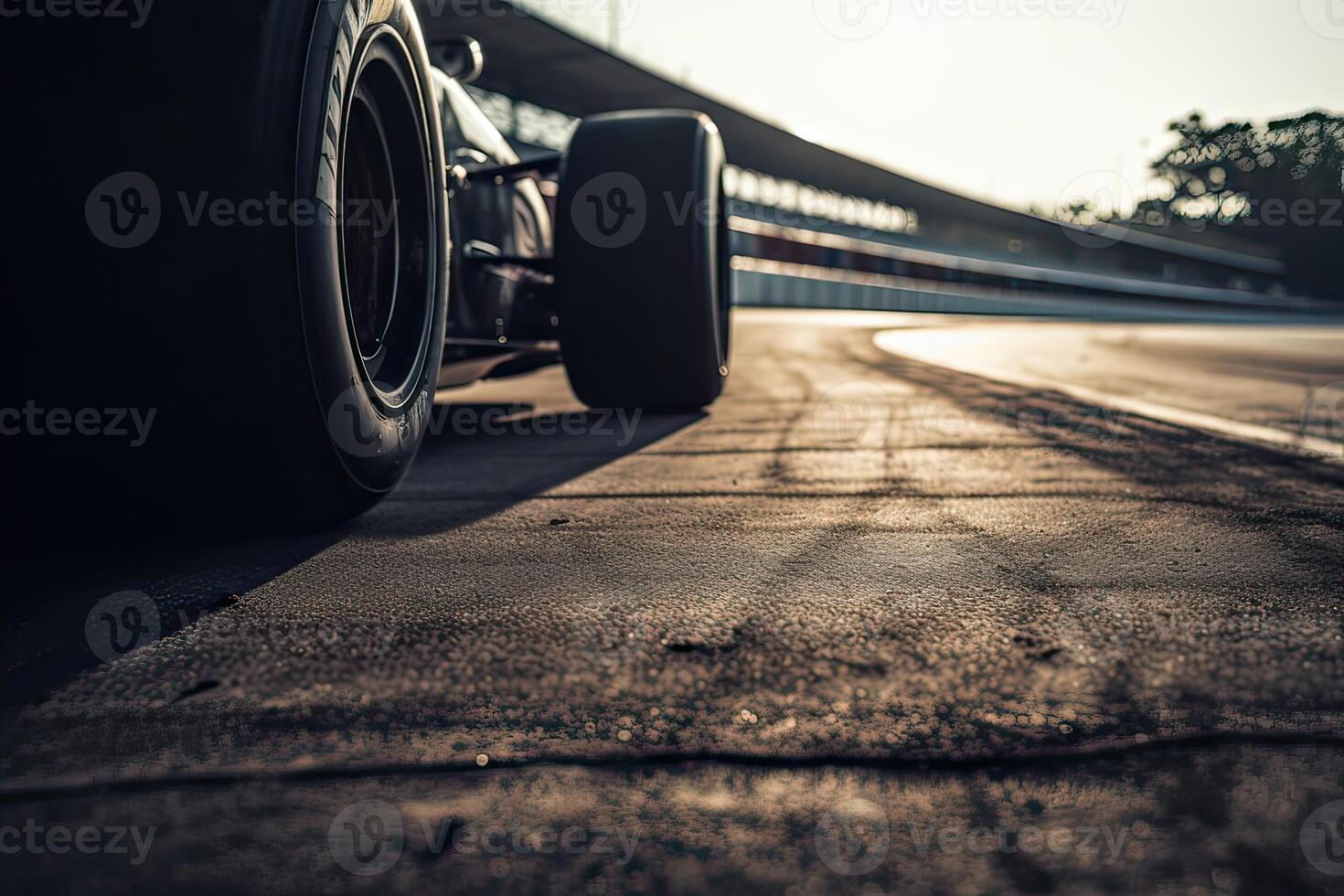 The international race track with a race car. Empty race track with race car. . photo