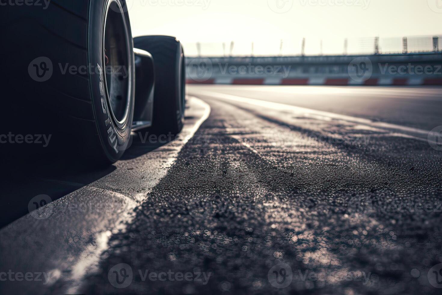 The international race track with a race car. Empty race track with race car. . photo