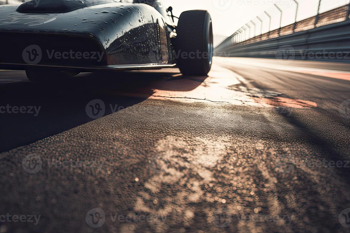 The international race track with a race car. Empty race track with race car. . photo