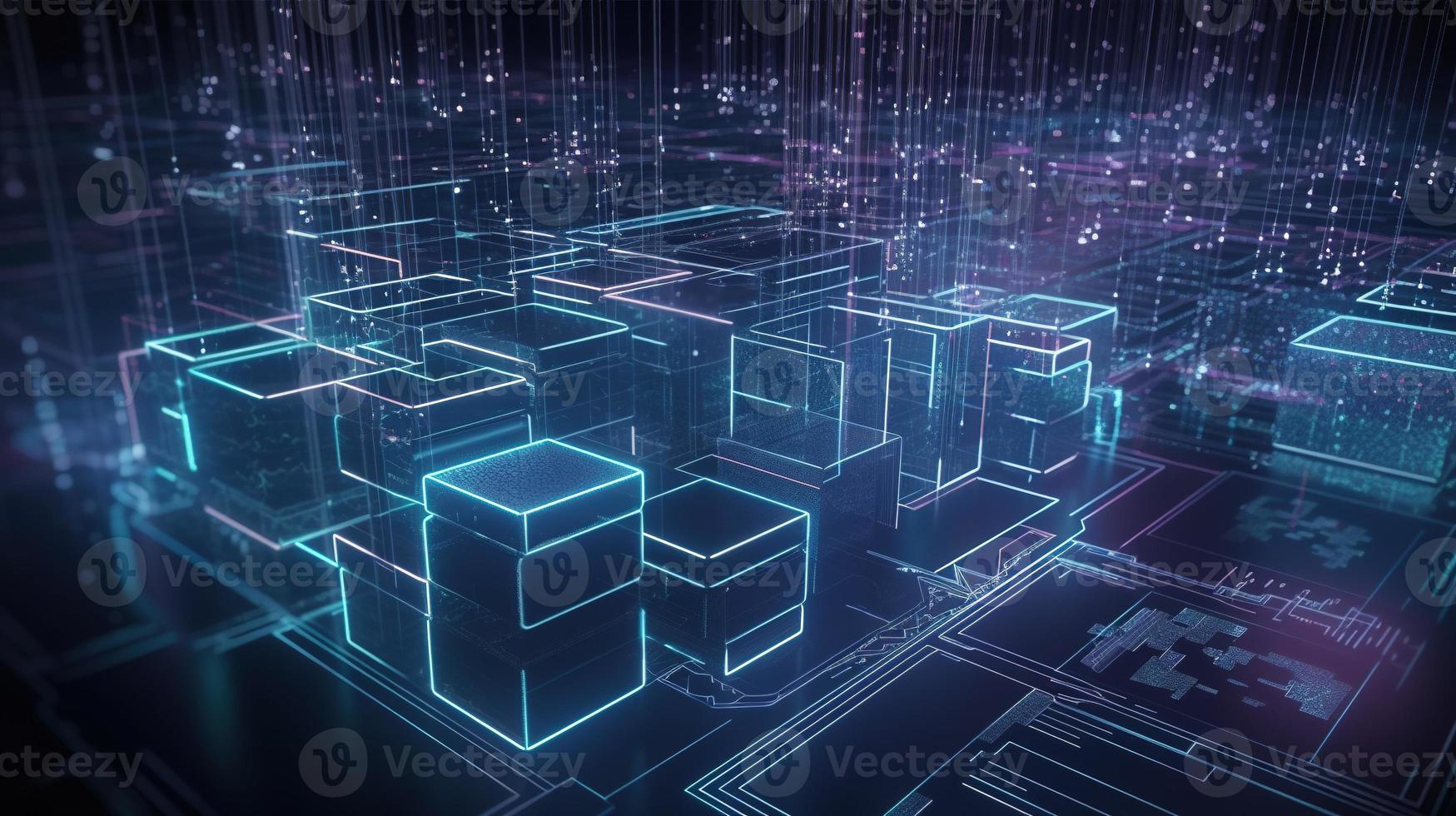 3D rendering of abstract technology concept. Digital data transfer and communication photo