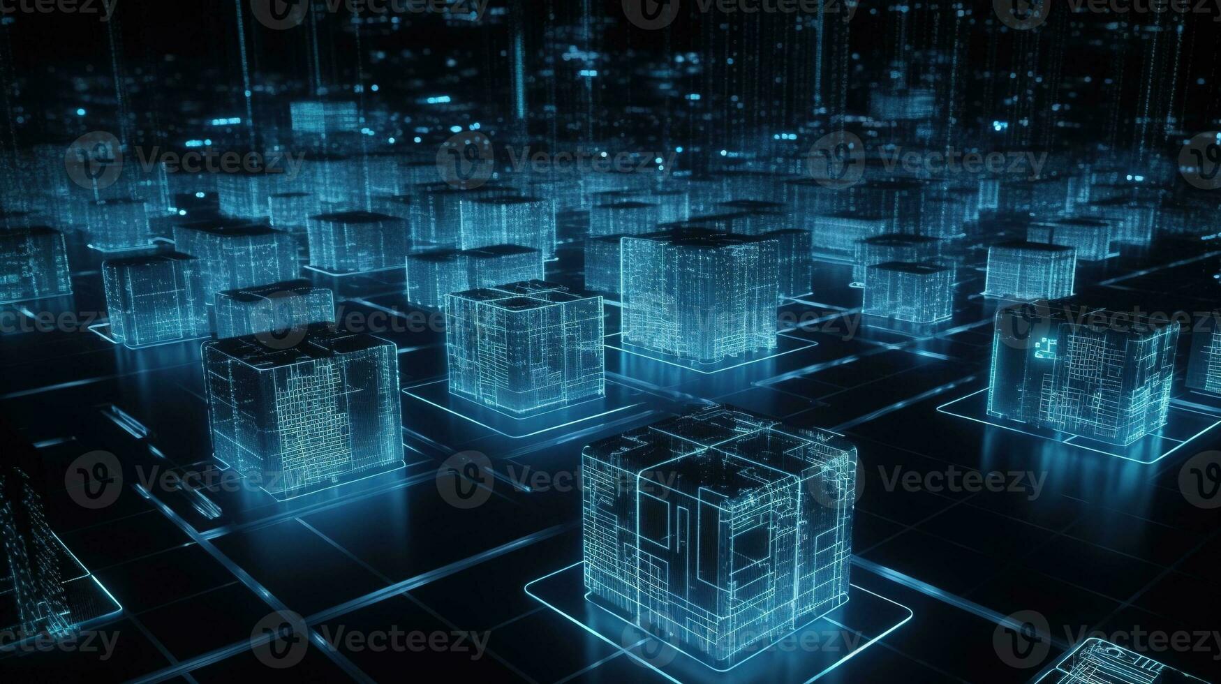 3D rendering of abstract technology concept. Digital data transfer and communication photo