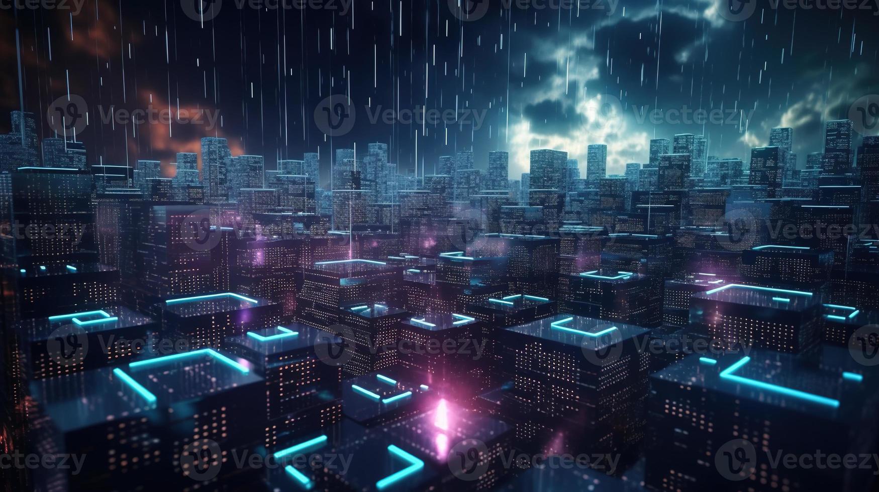3D rendering of abstract technology concept. Digital data transfer and communication photo