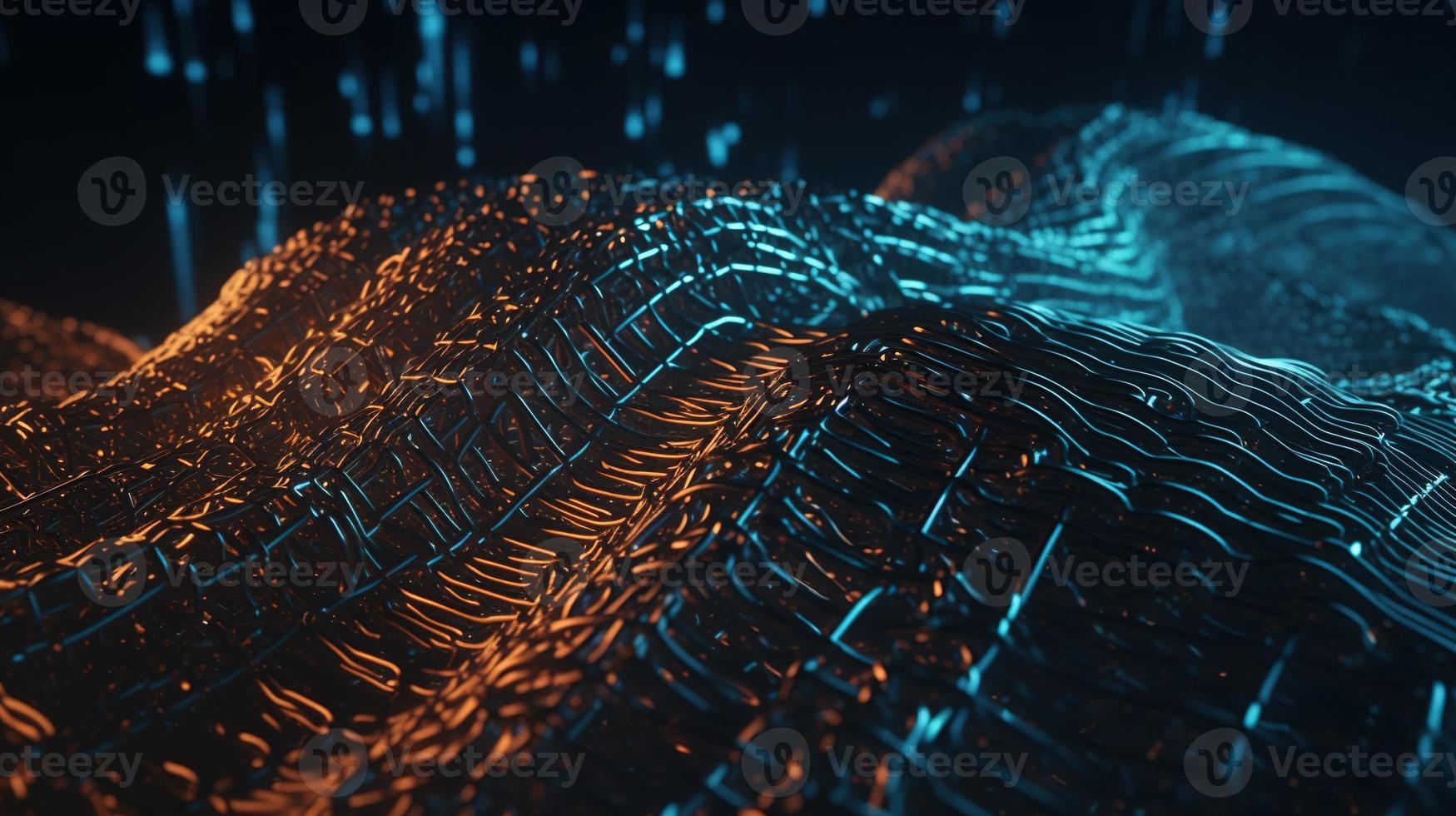 3D rendering of abstract technology concept. Digital data transfer and communication photo