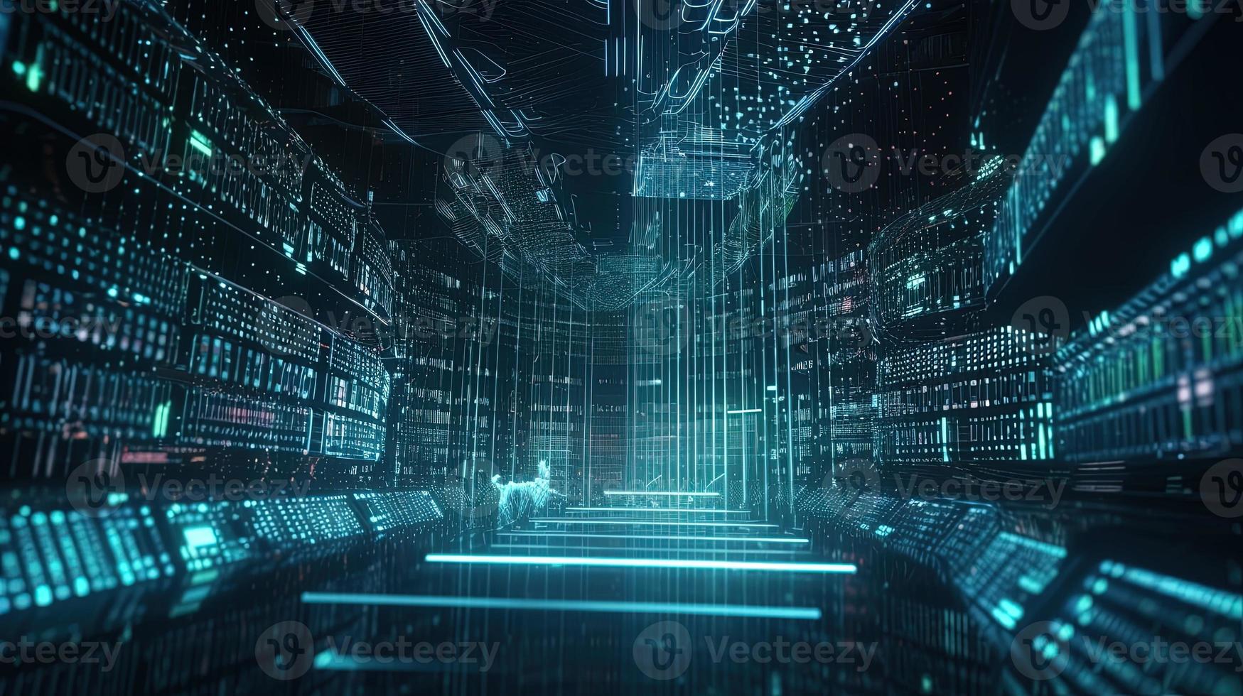 3D rendering of abstract technology concept. Digital data transfer and communication photo