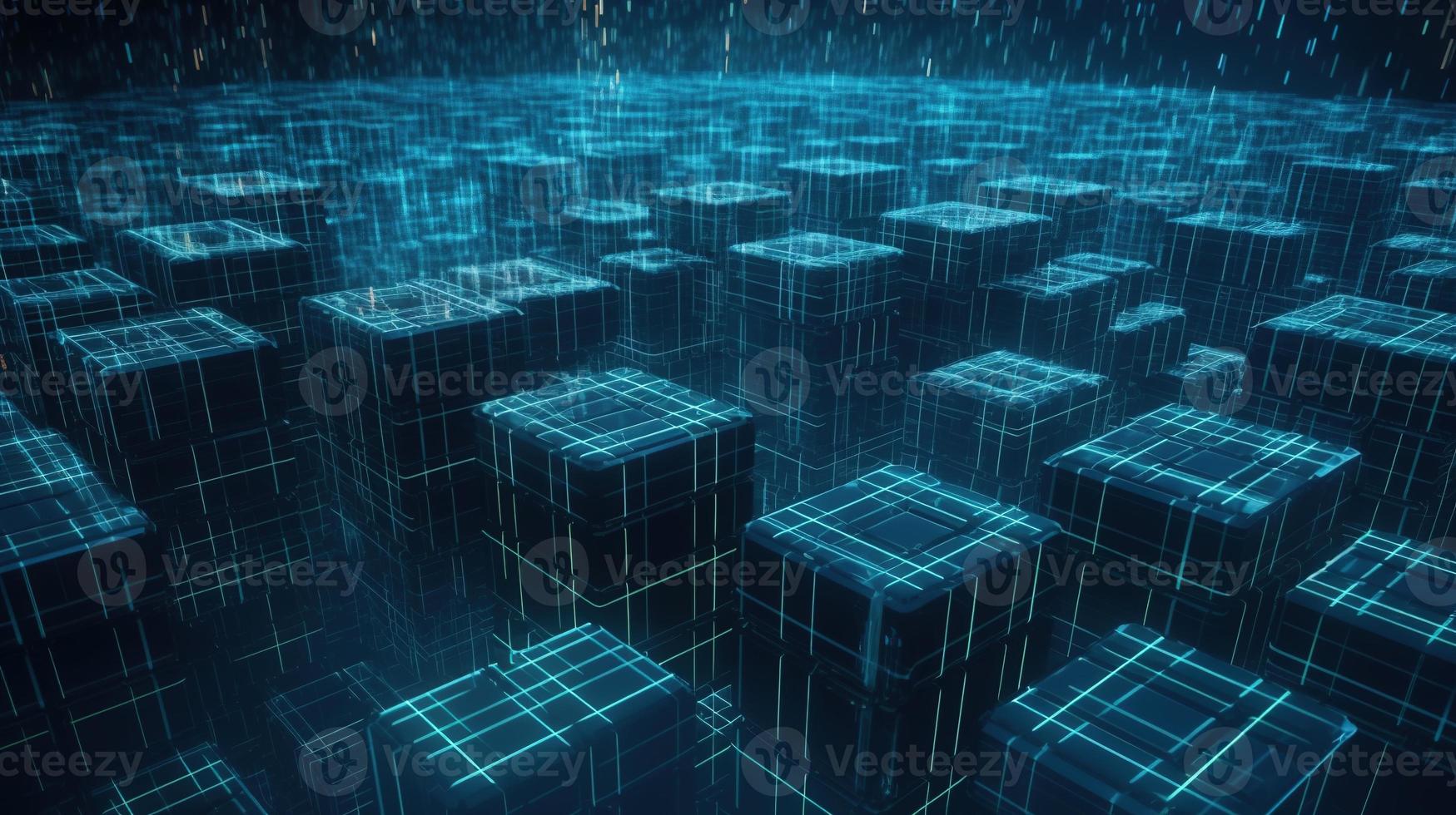 3D rendering of abstract technology concept. Digital data transfer and communication photo