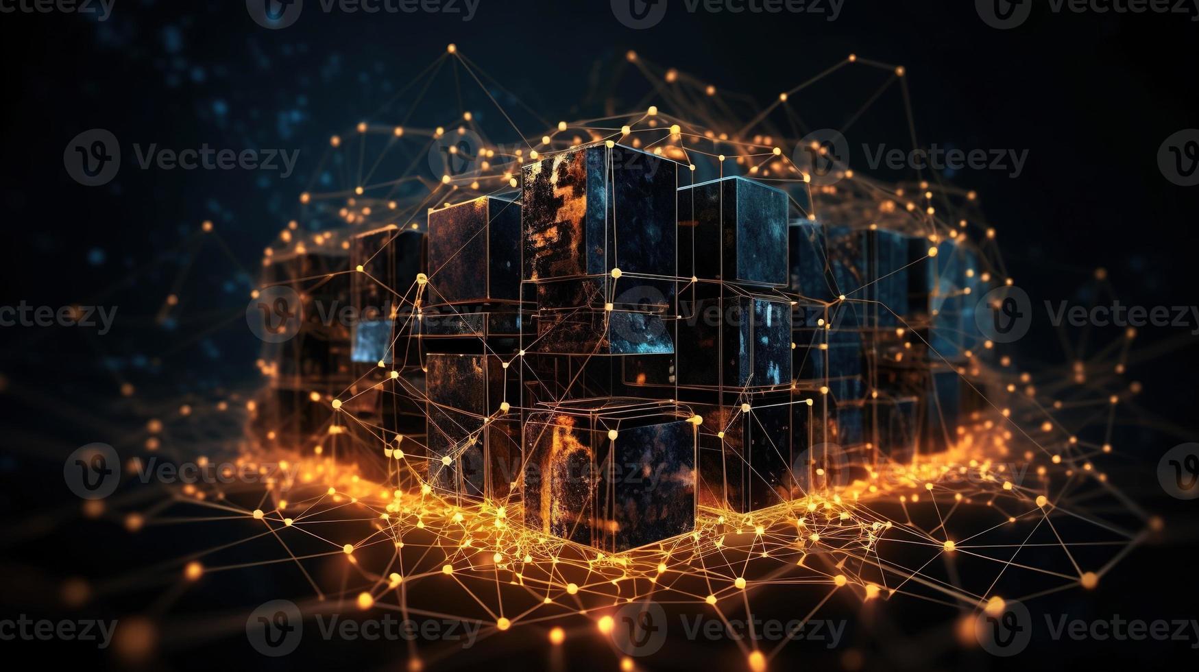 3D rendering of abstract technology concept. Digital data transfer and communication photo