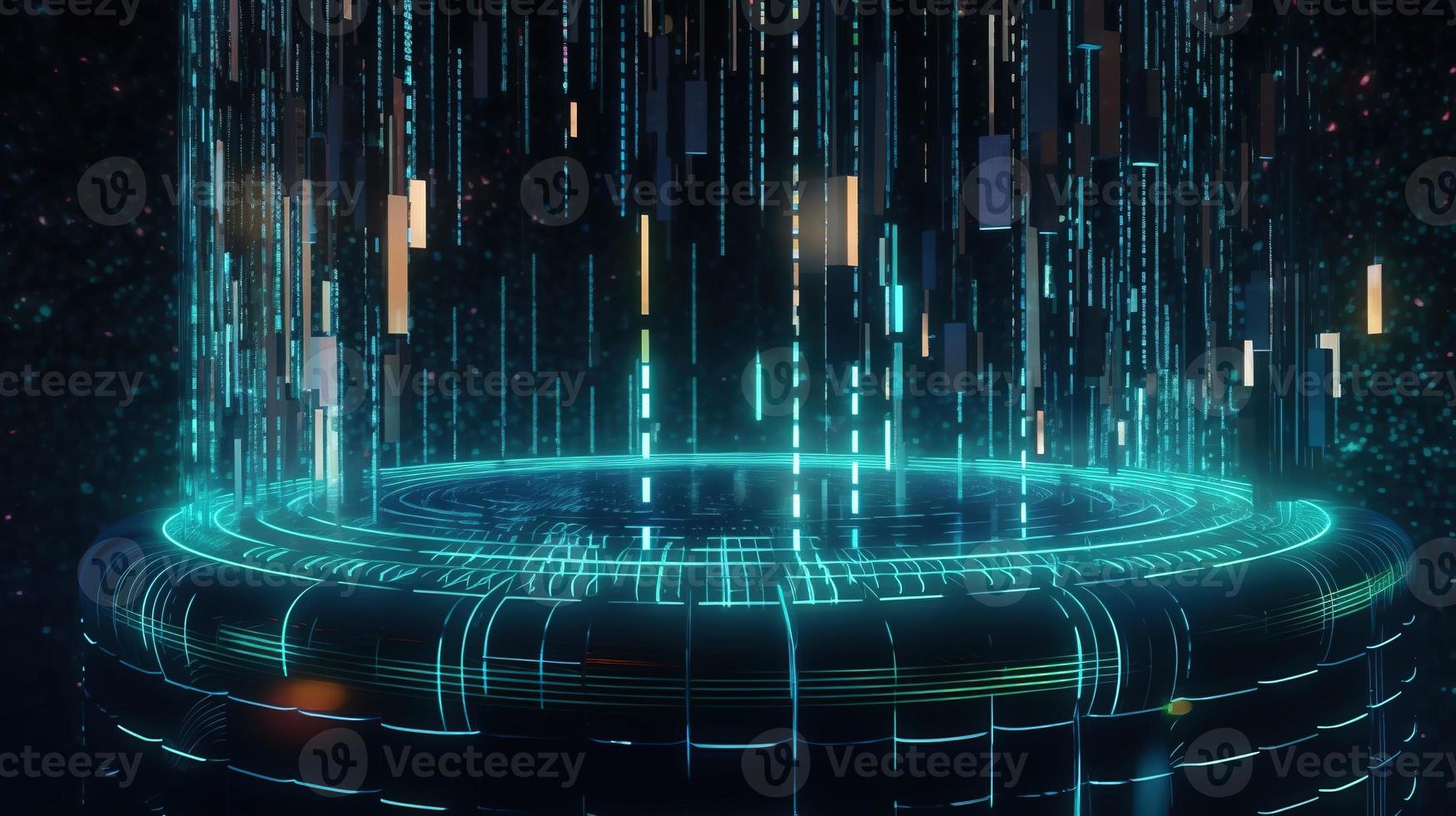 3D rendering of abstract technology concept. Digital data transfer and communication photo