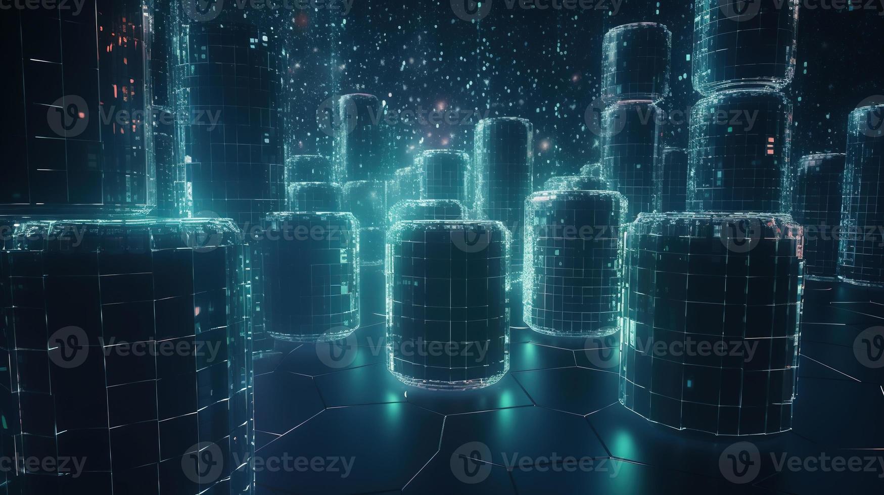 3D rendering of abstract technology concept. Digital data transfer and communication photo