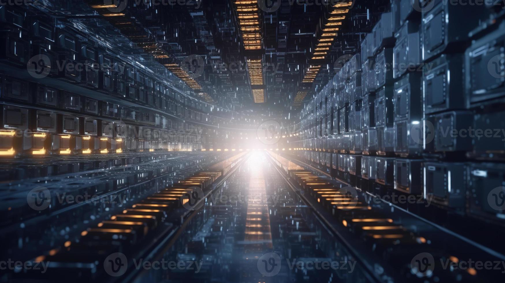 3D rendering of abstract technology concept. Digital data transfer and communication photo