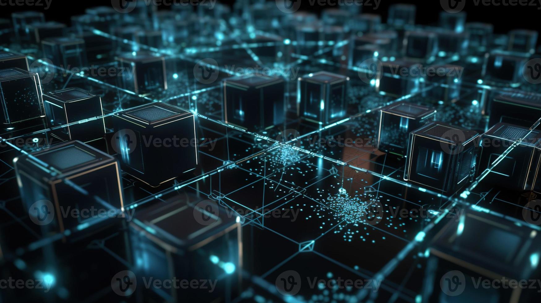 3D rendering of abstract technology concept. Digital data transfer and communication photo