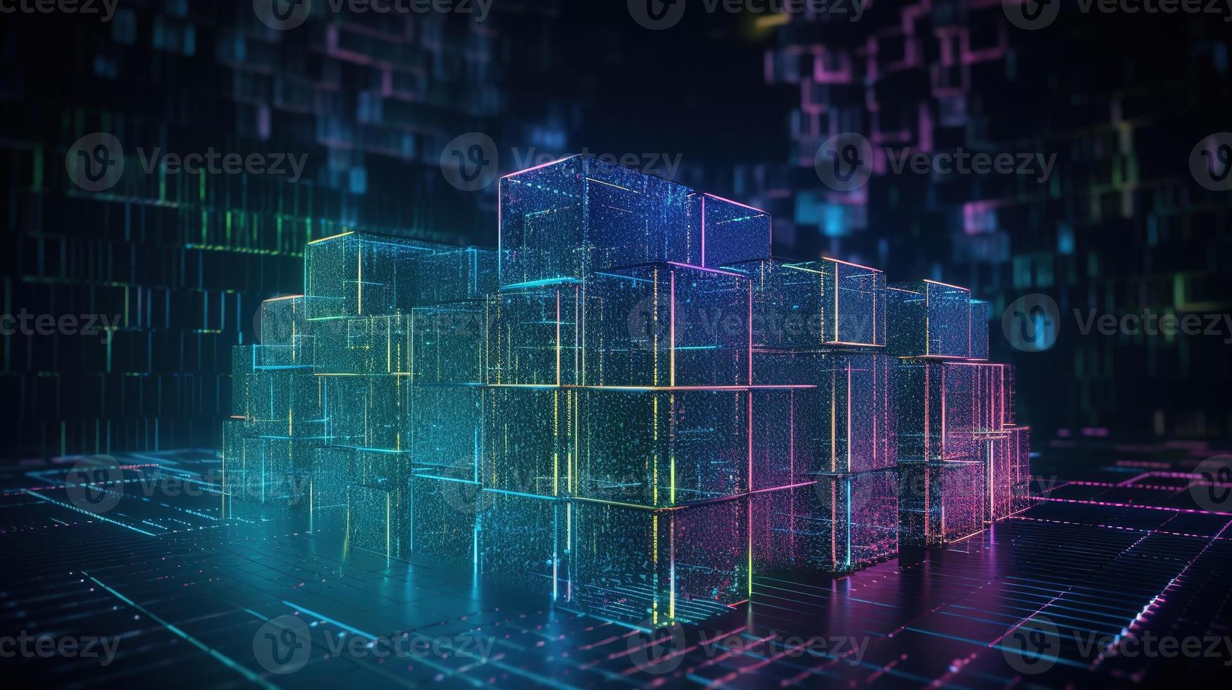 3D rendering of abstract technology concept. Digital data transfer and communication photo