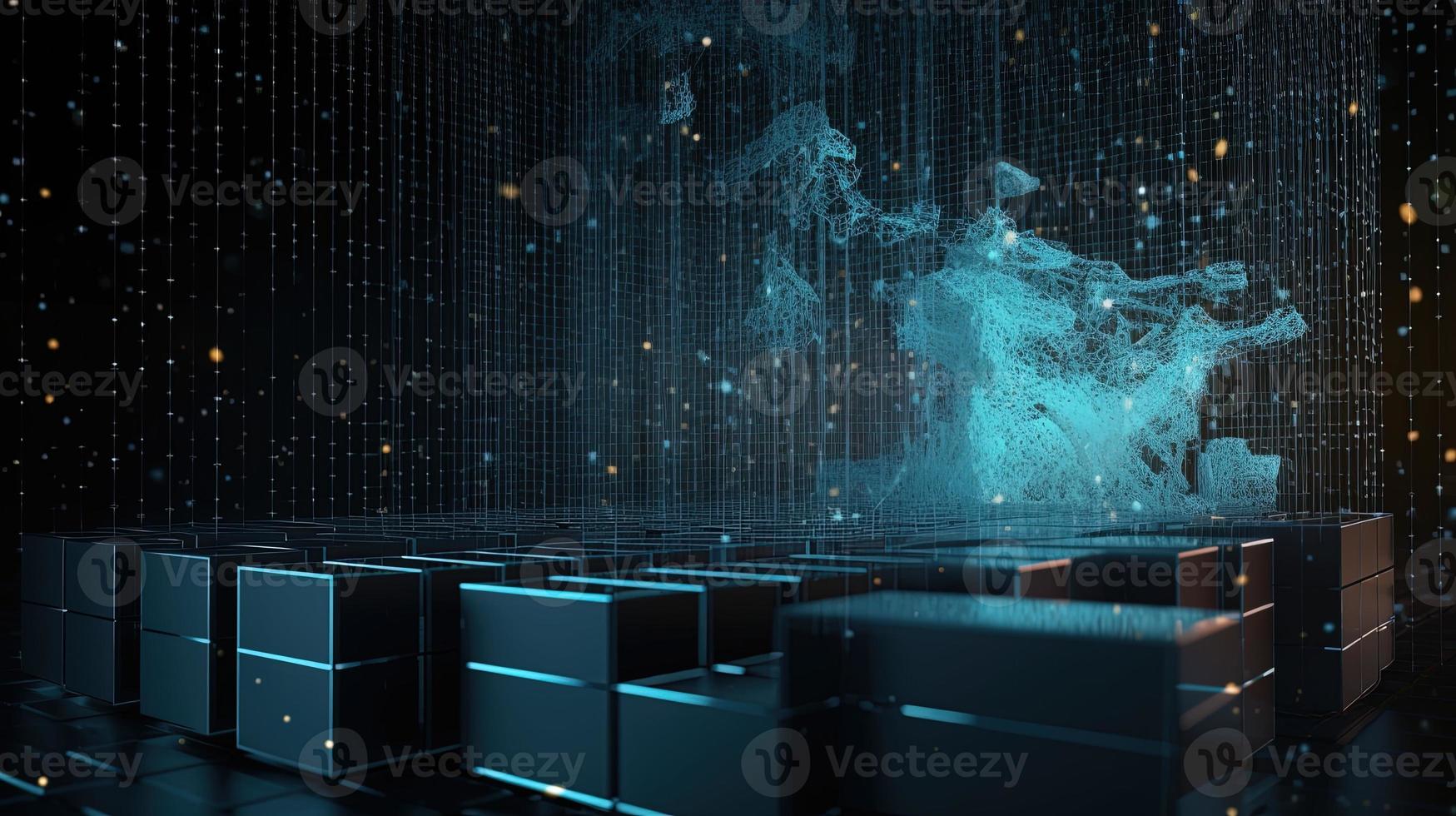 3D rendering of abstract technology concept. Digital data transfer and communication photo