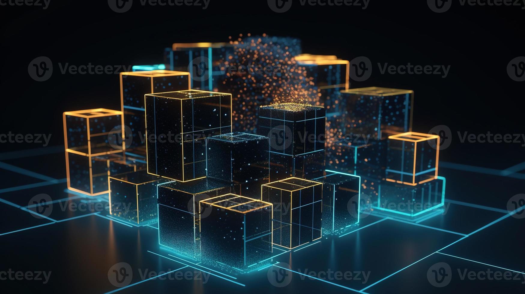 3D rendering of abstract technology concept. Digital data transfer and communication photo