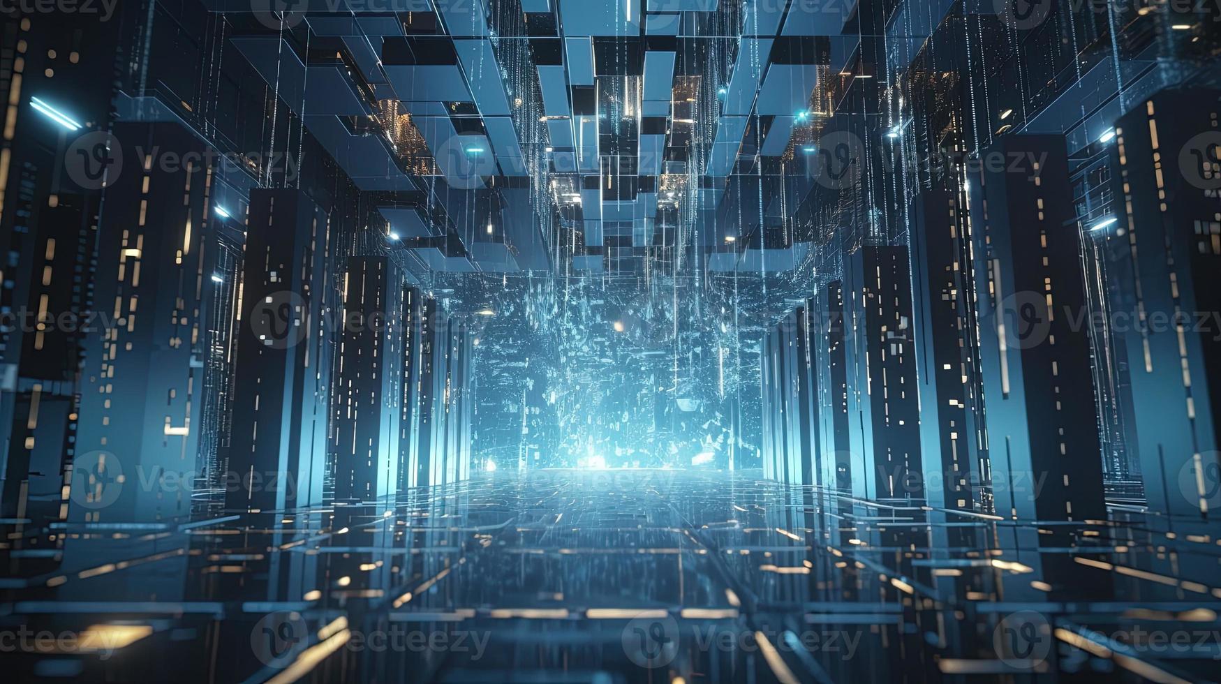 3D rendering of abstract technology concept. Digital data transfer and communication photo