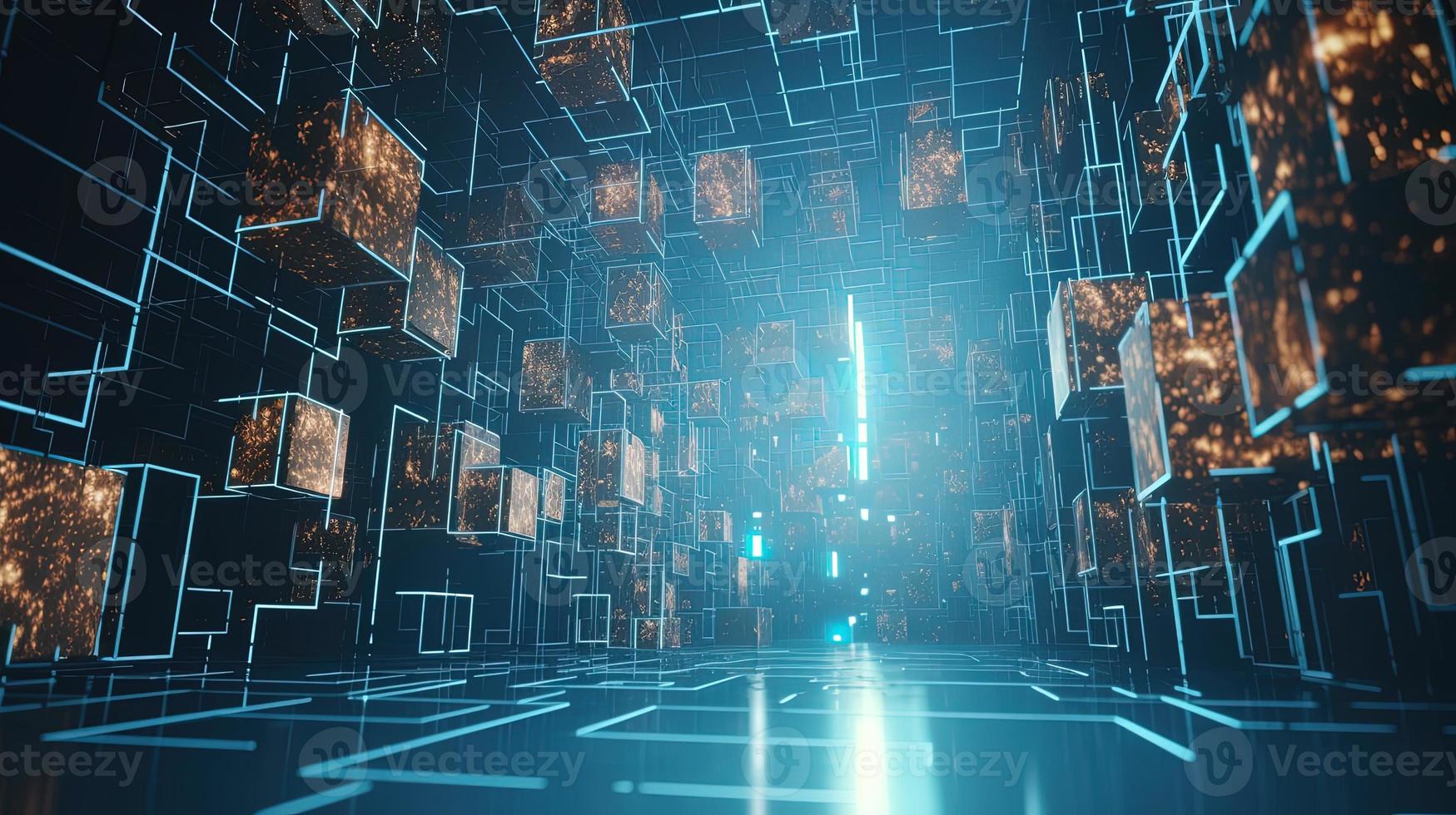 3D rendering of abstract technology concept. Digital data transfer and communication photo