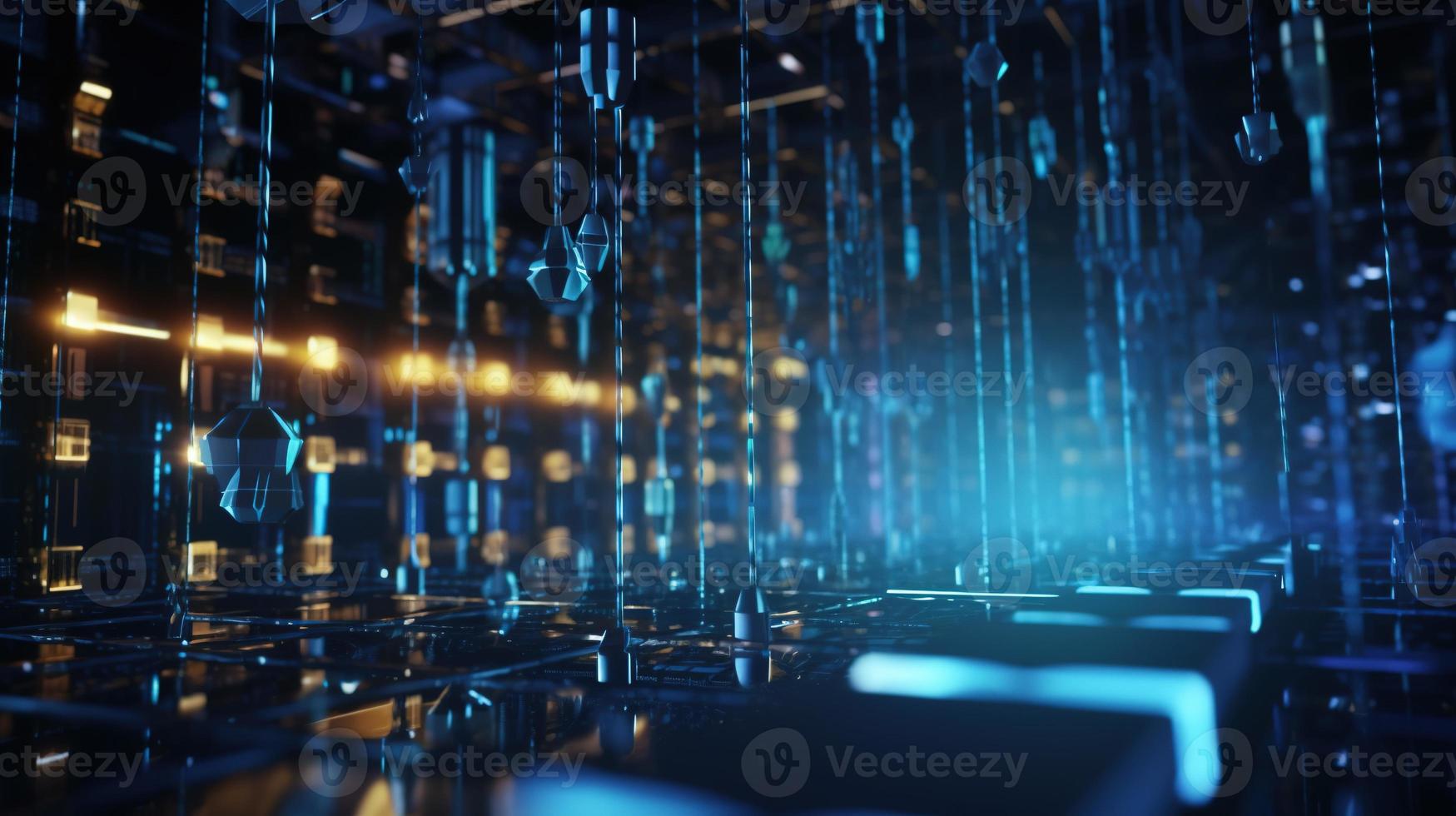 3D rendering of abstract technology concept. Digital data transfer and communication photo