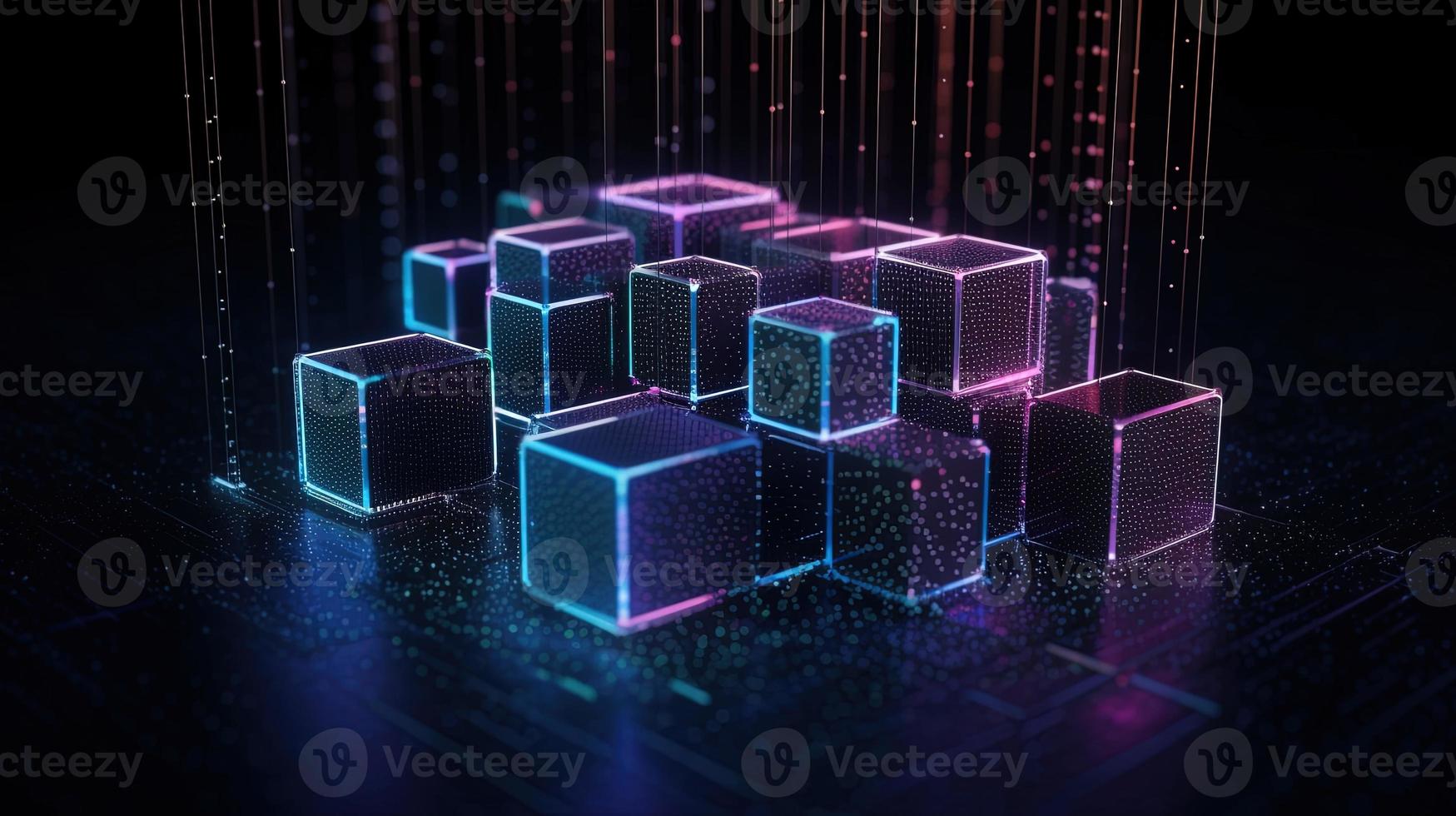 3D rendering of abstract technology concept. Digital data transfer and communication photo