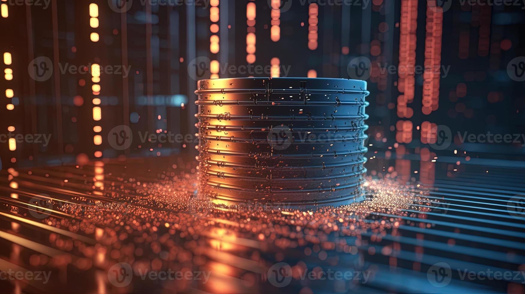 3D rendering of abstract technology concept. Digital data transfer and communication photo