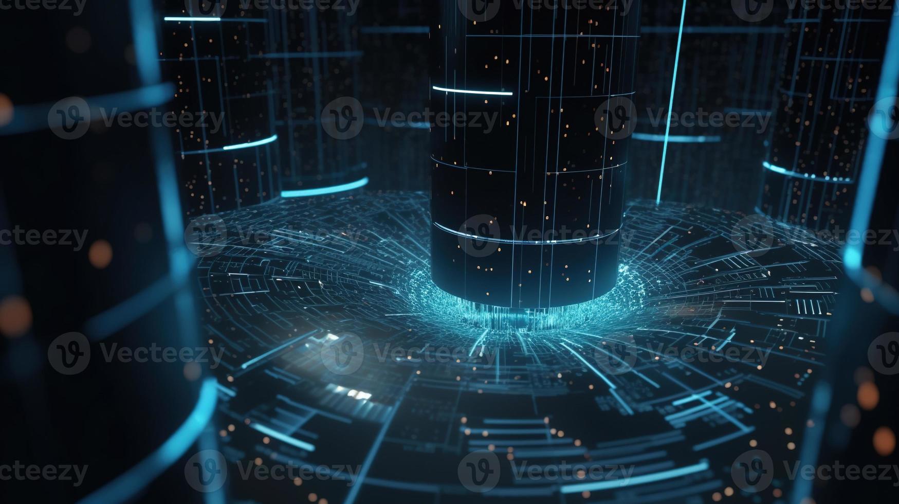 3D rendering of abstract technology concept. Digital data transfer and communication photo