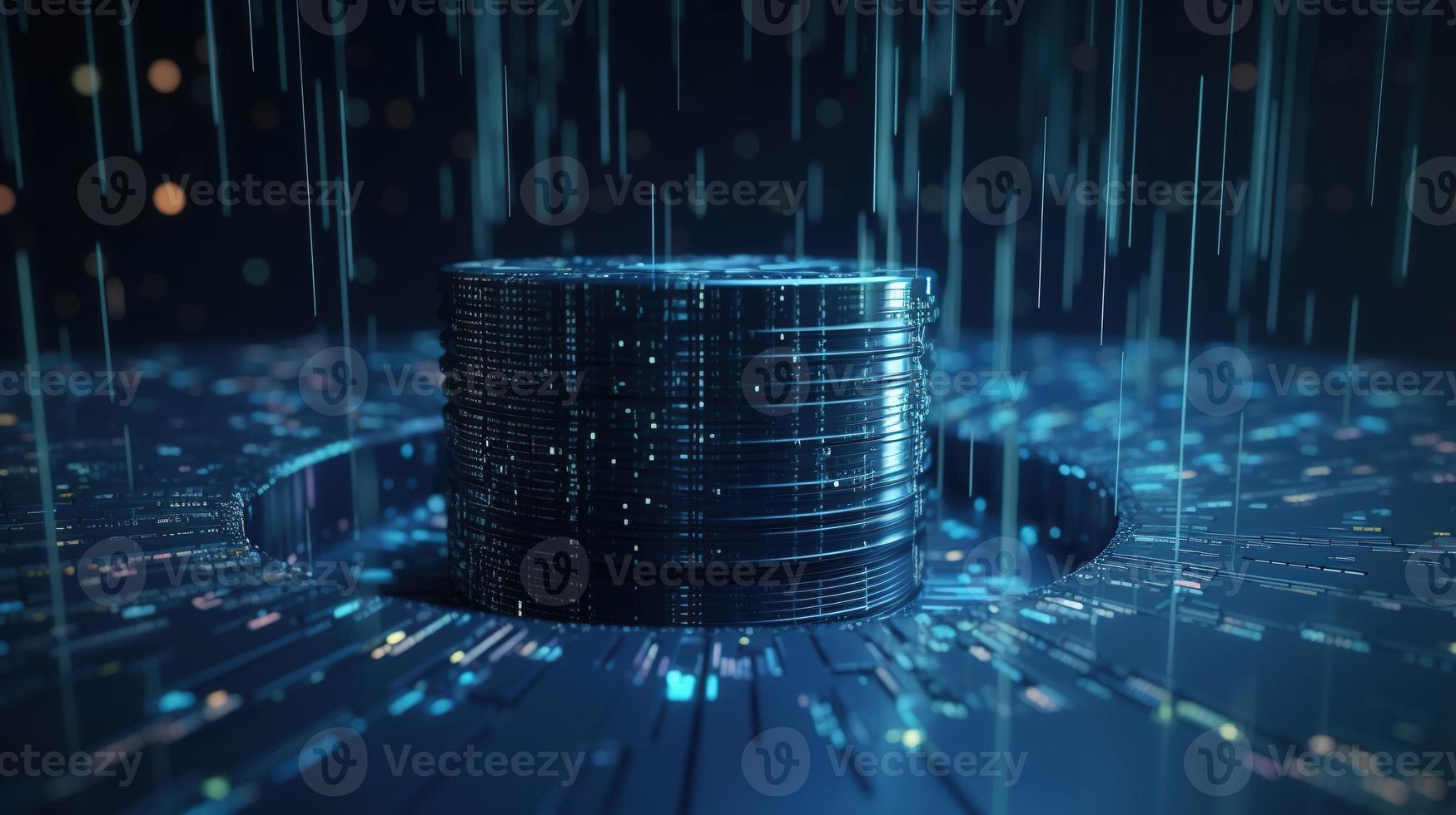 3D rendering of abstract technology concept. Digital data transfer and communication photo