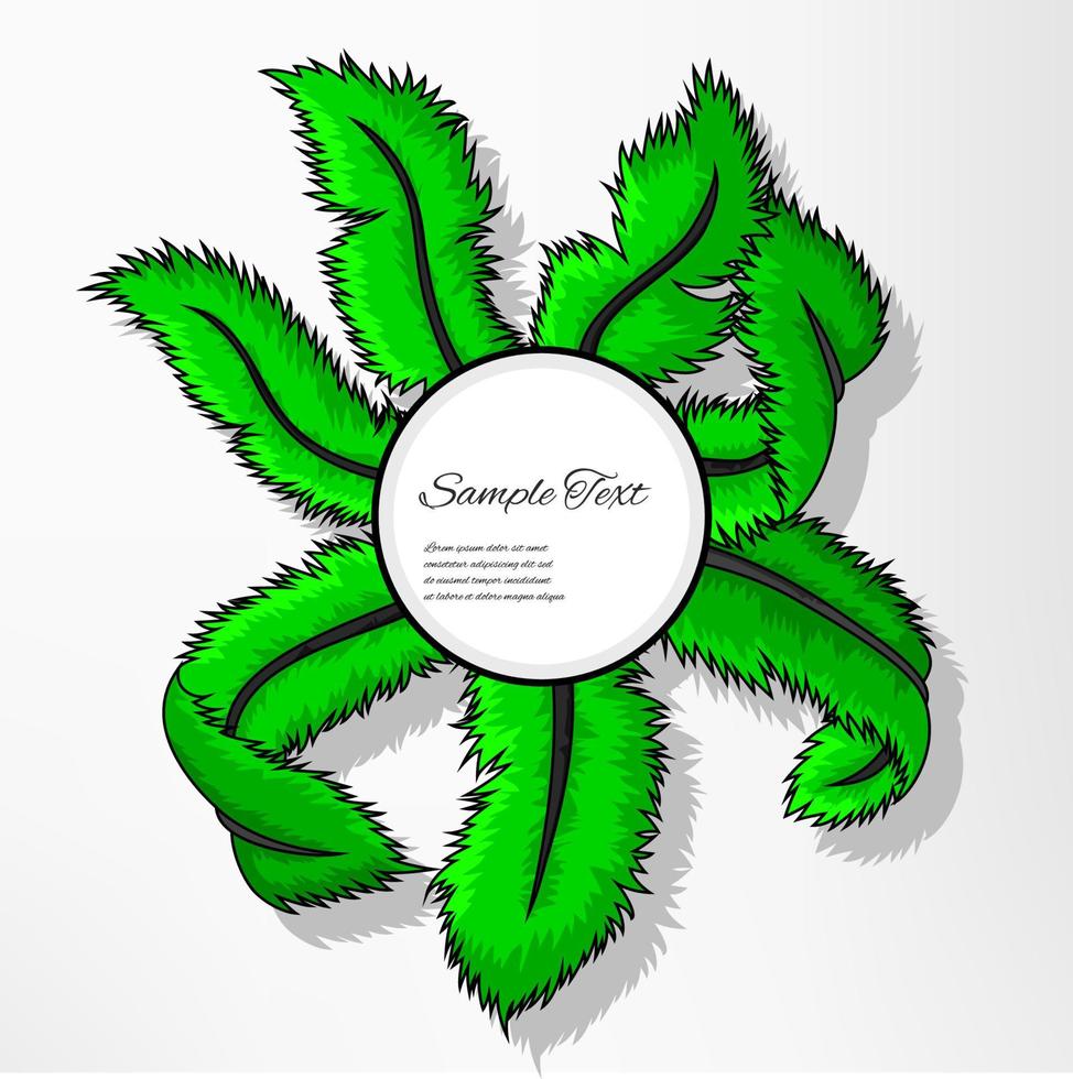 Green feathers cartoon sign background, Vector Illustration