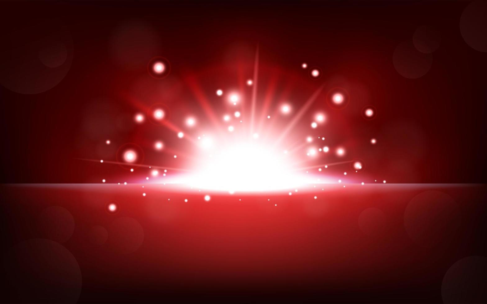 Bright red light rising from the black horizon, Vector Illustration