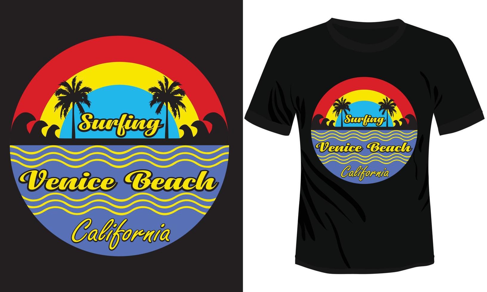 Venecia playa California camiseta diseño vector ilustración