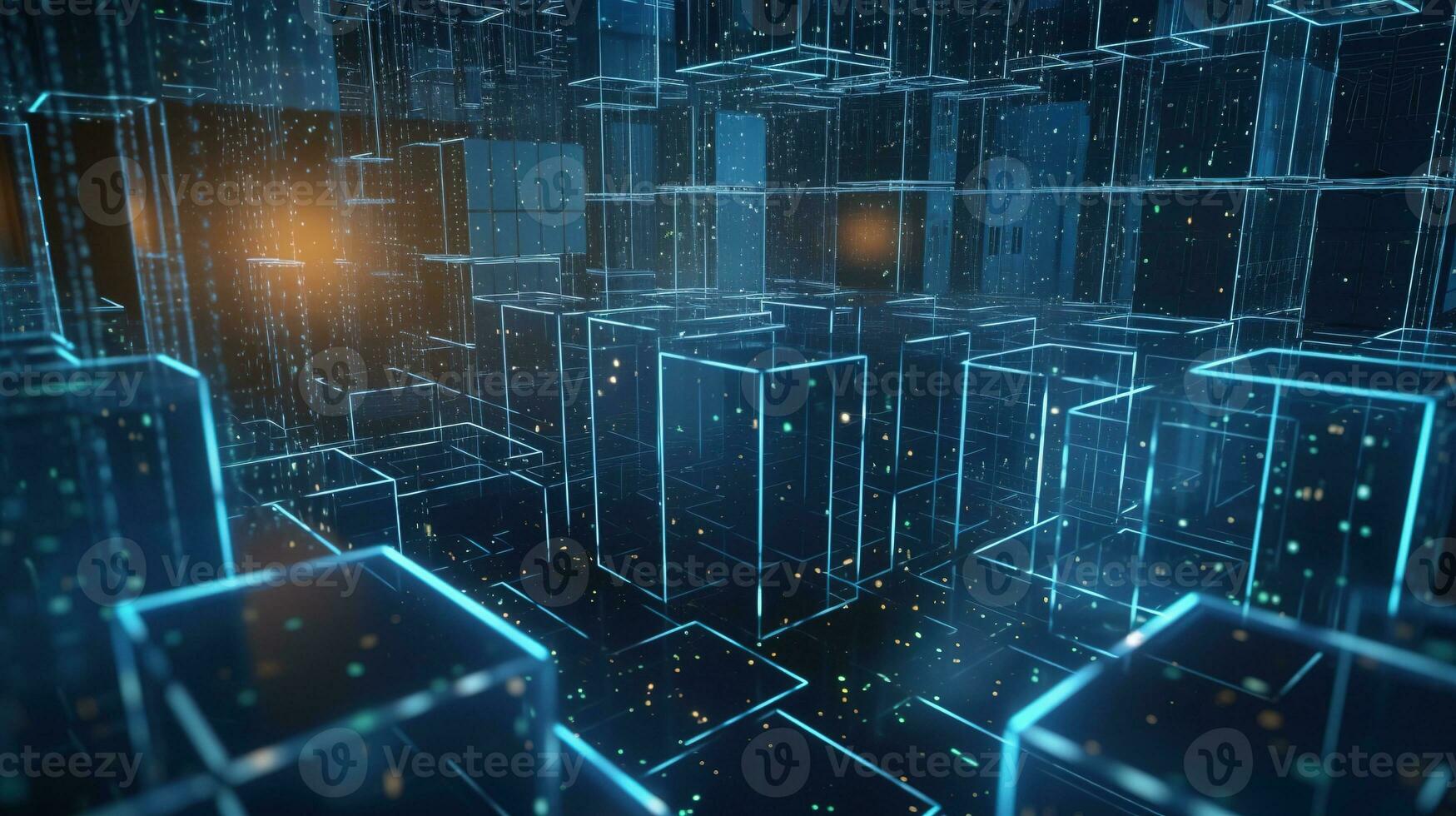3D rendering of abstract technology concept. Digital data transfer and communication photo