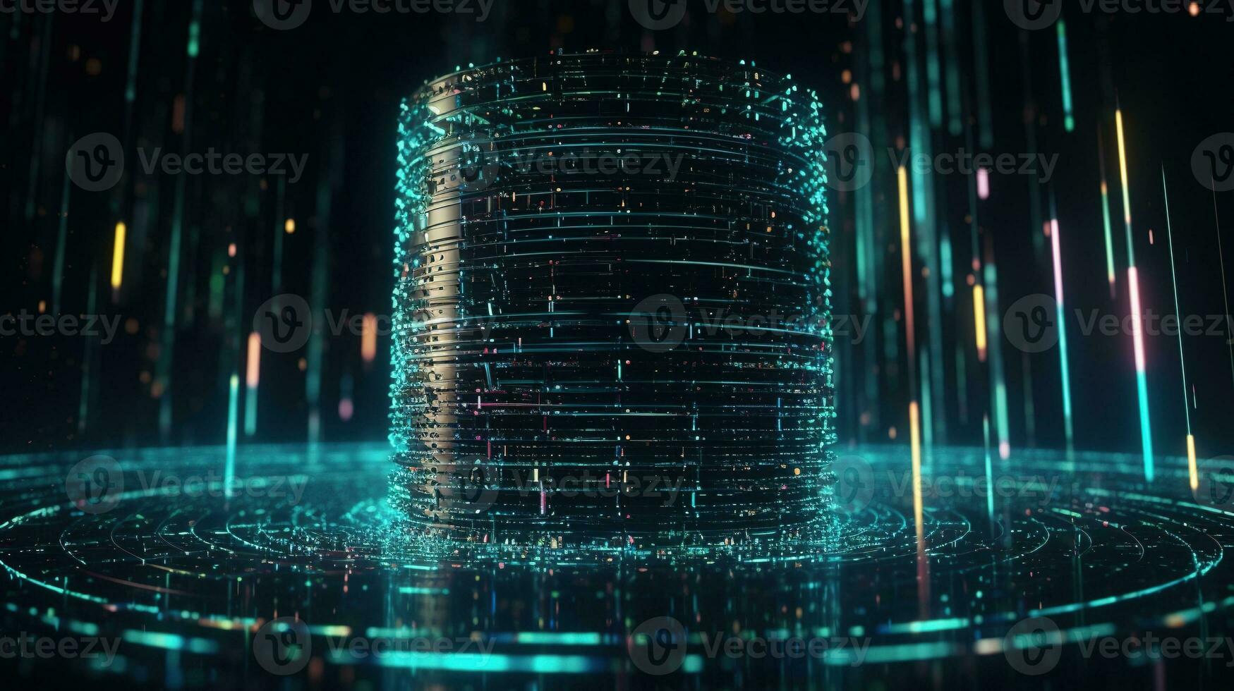 3D rendering of abstract technology concept. Digital data transfer and communication photo