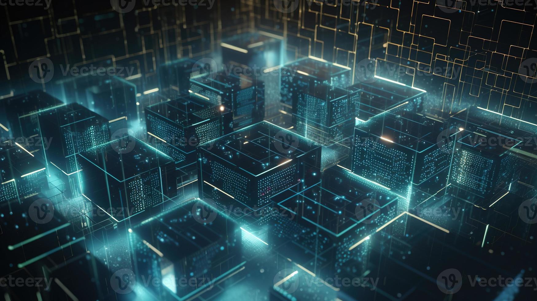 3D rendering of abstract technology concept. Digital data transfer and communication photo