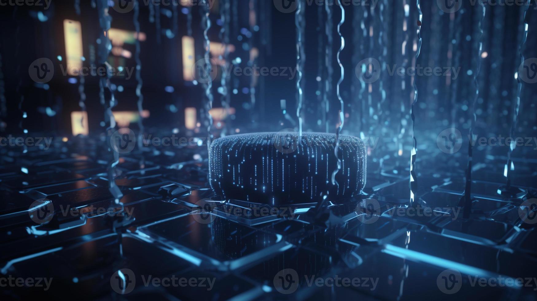 3D rendering of abstract technology concept. Digital data transfer and communication photo