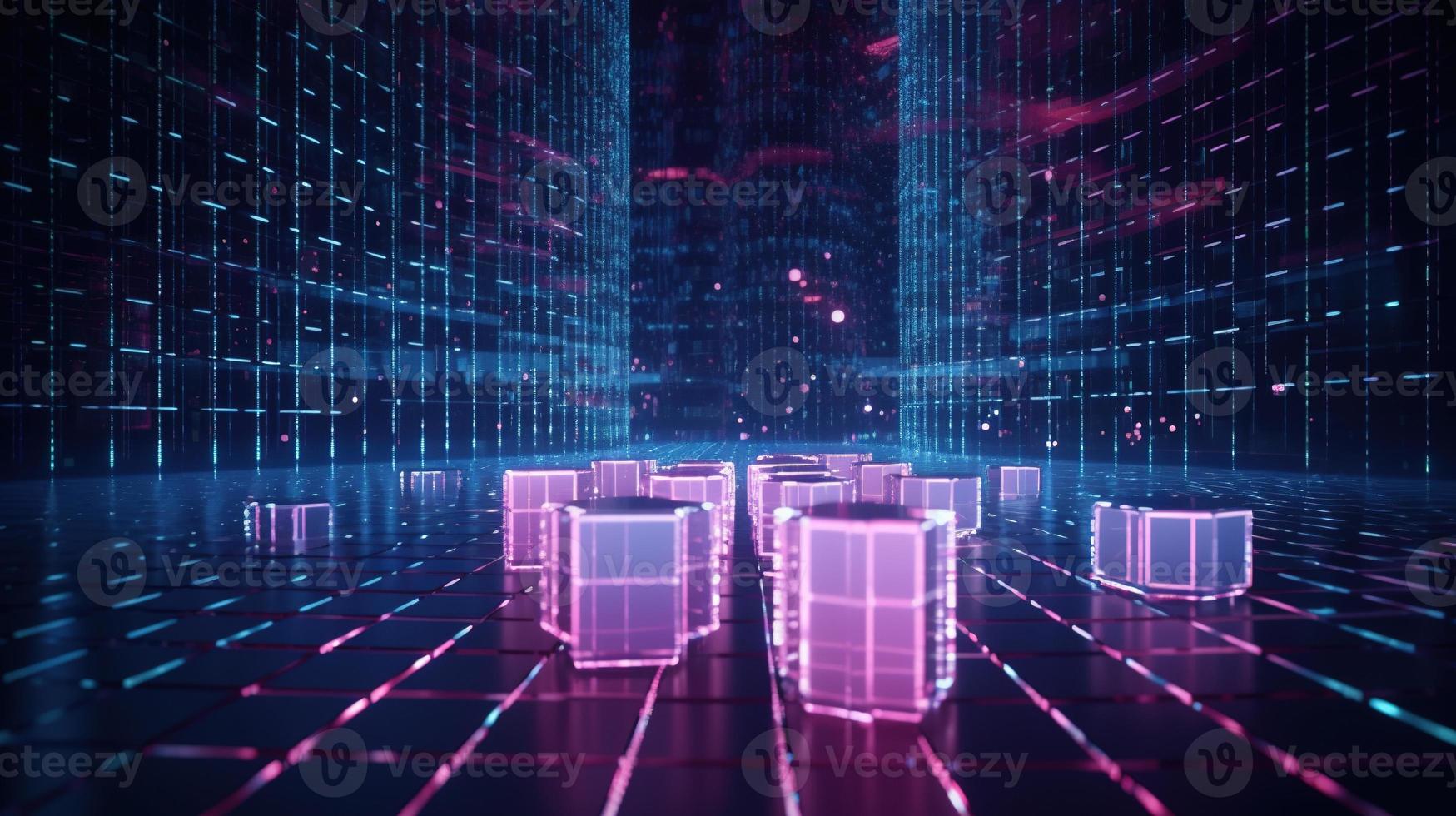 3D rendering of abstract technology concept. Digital data transfer and communication photo