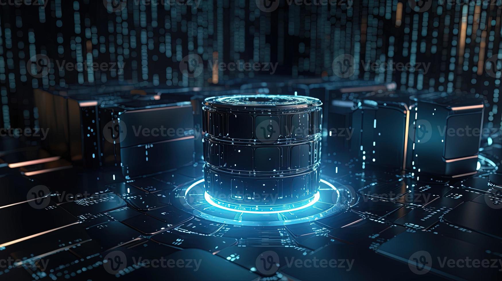 3D rendering of abstract technology concept. Digital data transfer and communication photo