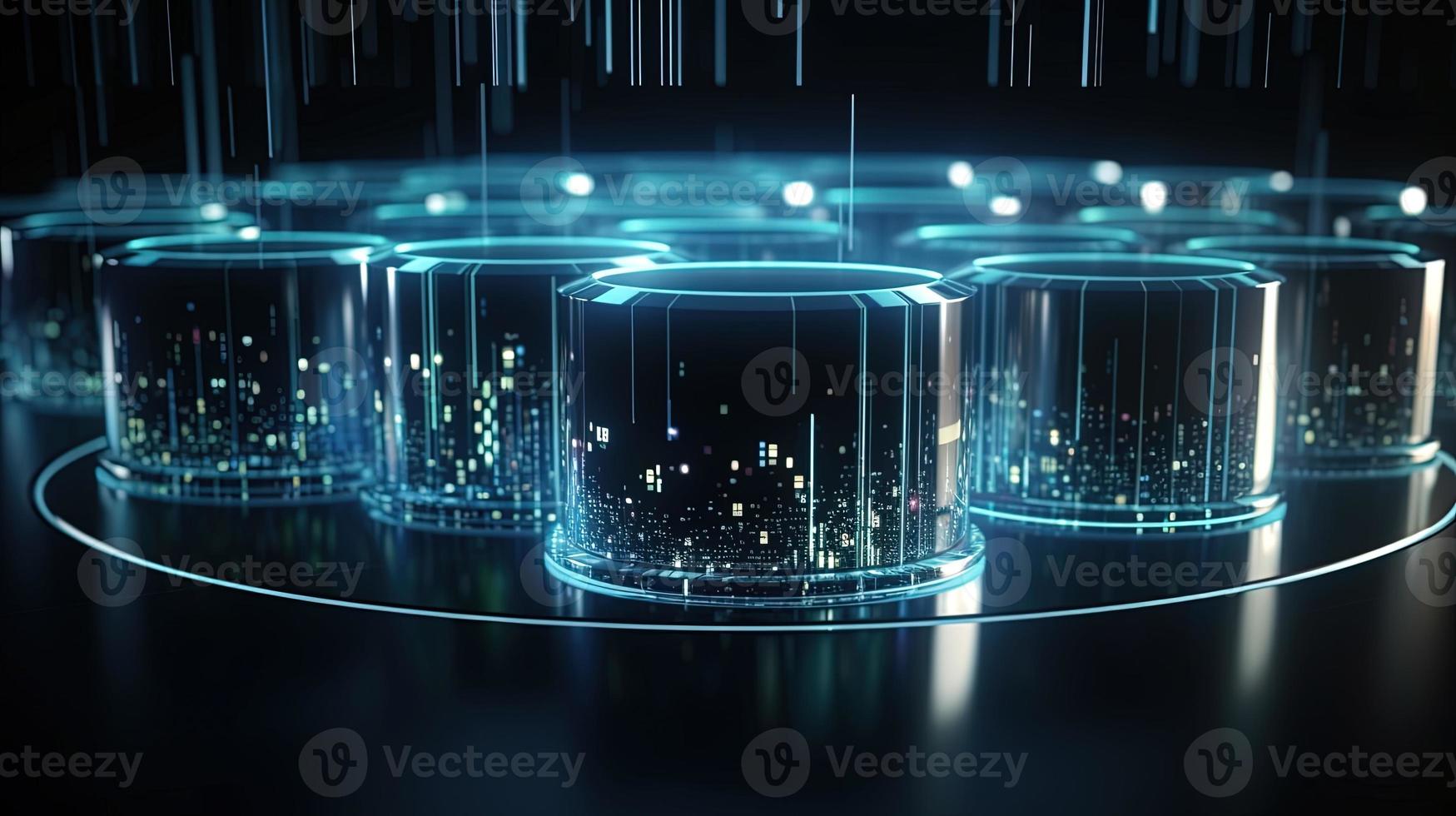 3D rendering of abstract technology concept. Digital data transfer and communication photo