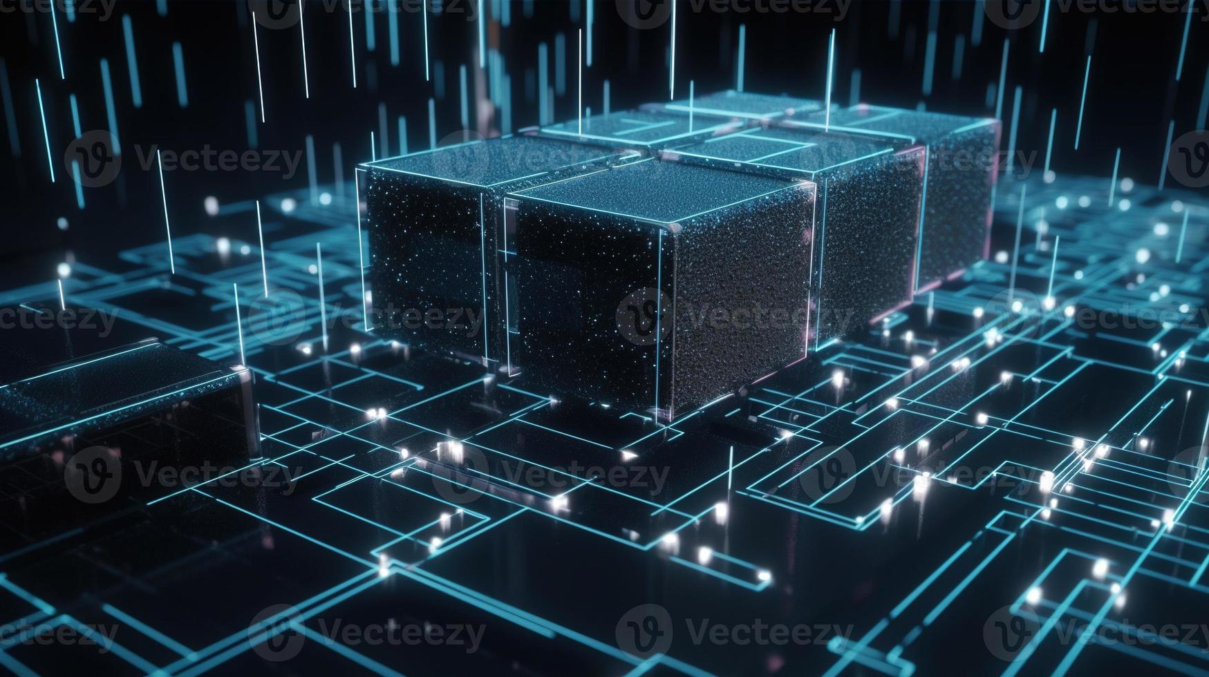 3D rendering of abstract technology concept. Digital data transfer and communication photo