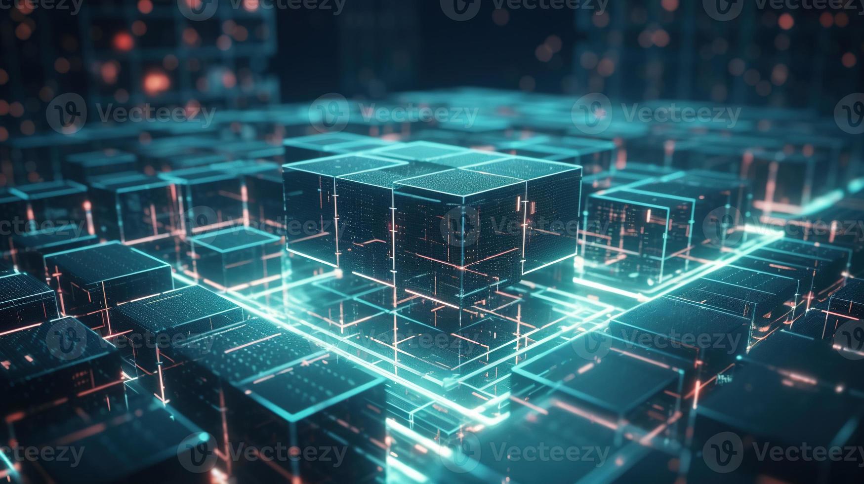 3D rendering of abstract technology concept. Digital data transfer and communication photo