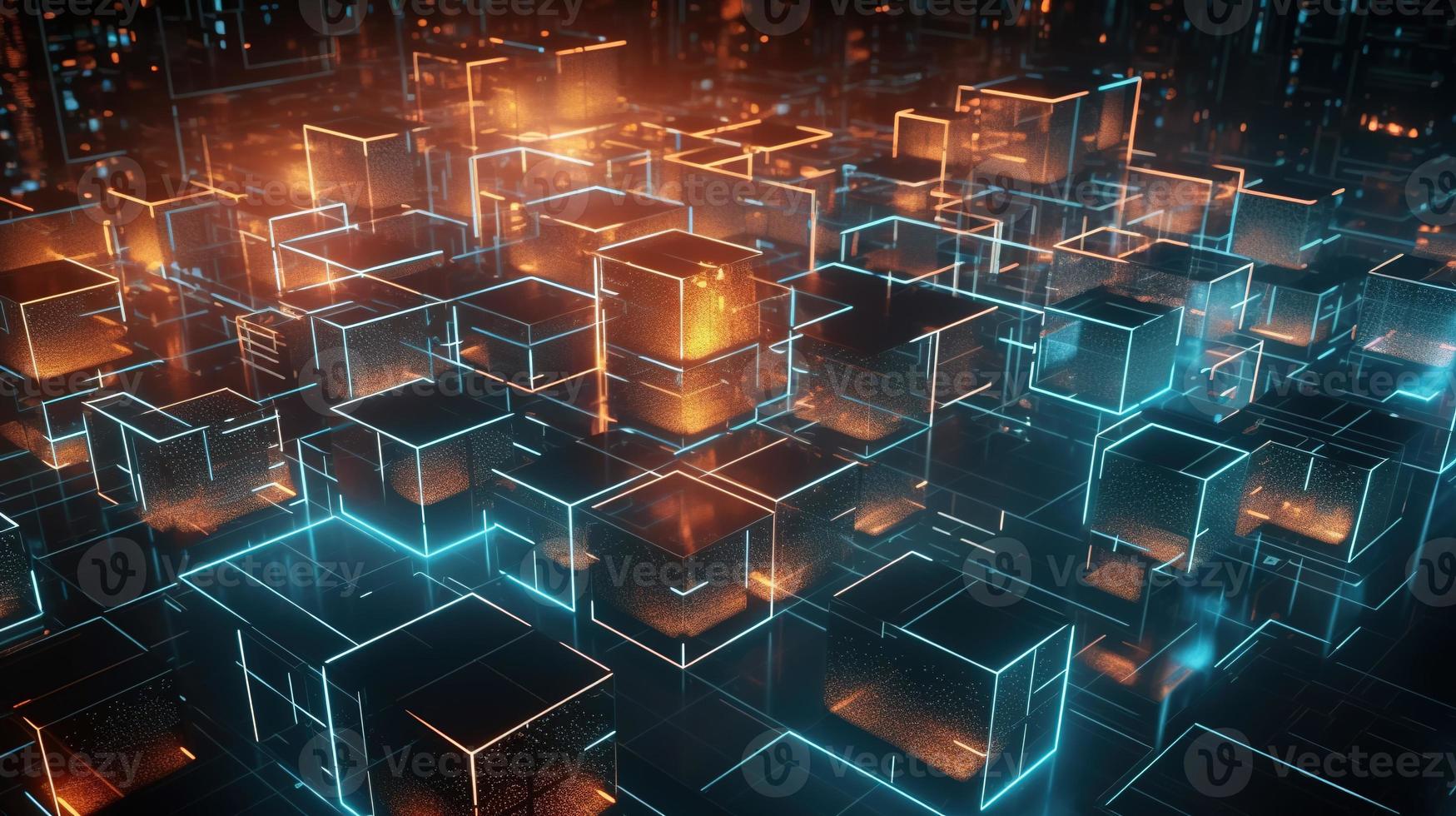 3D rendering of abstract technology concept. Digital data transfer and communication photo