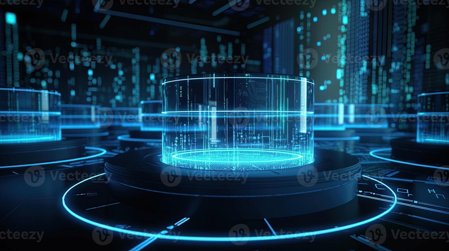 3D rendering of abstract technology concept. Digital data transfer and communication photo