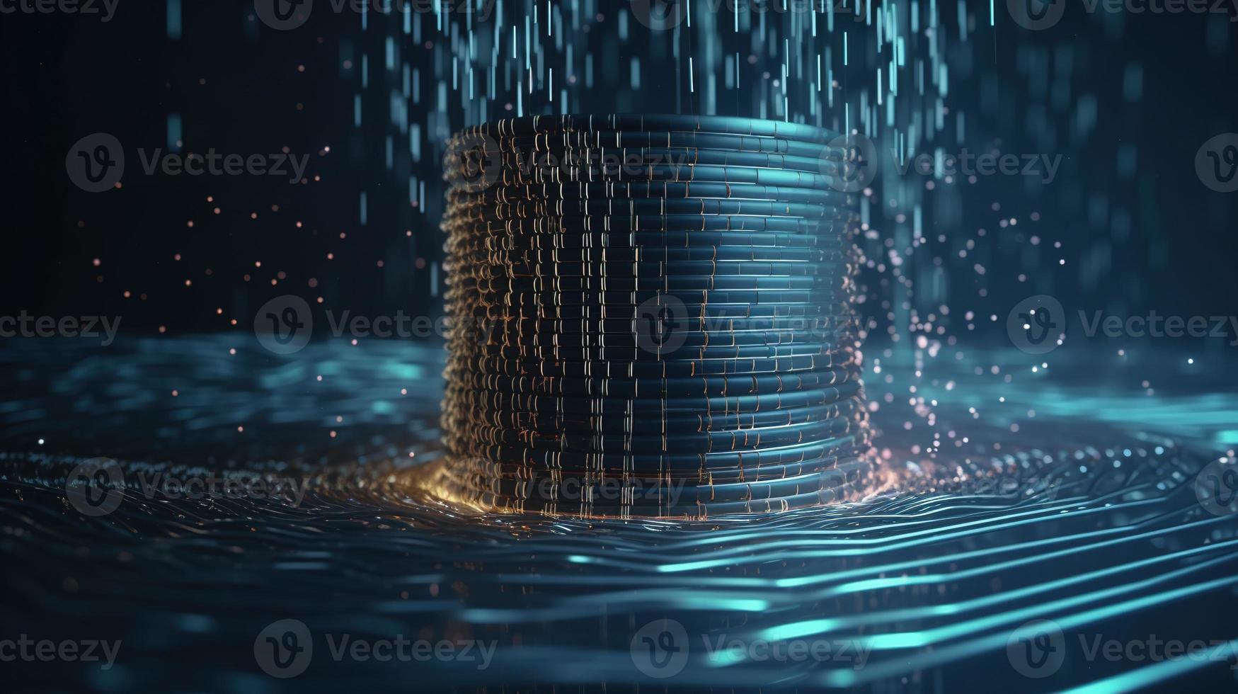 3D rendering of abstract technology concept. Digital data transfer and communication photo