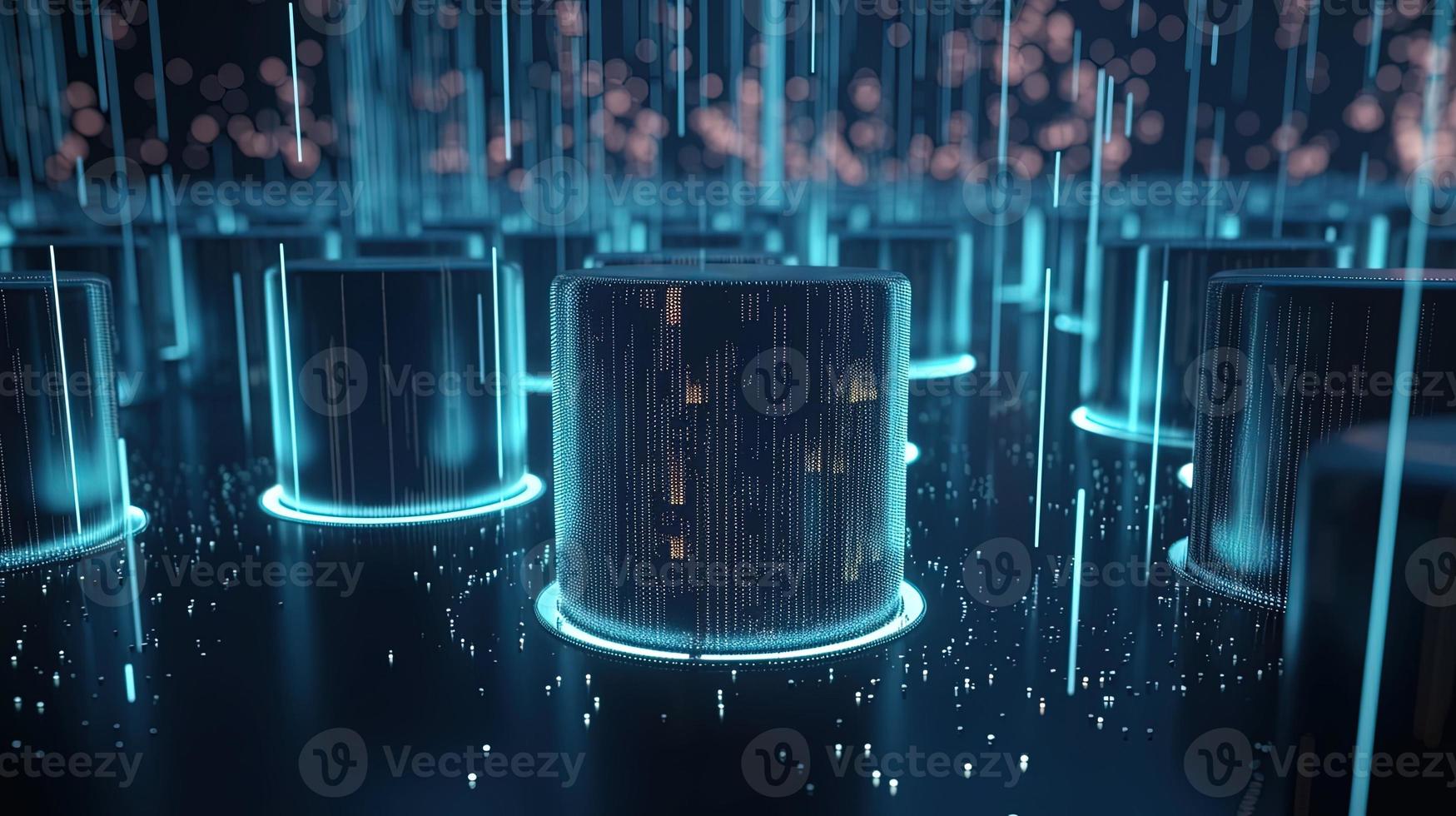 3D rendering of abstract technology concept. Digital data transfer and communication photo