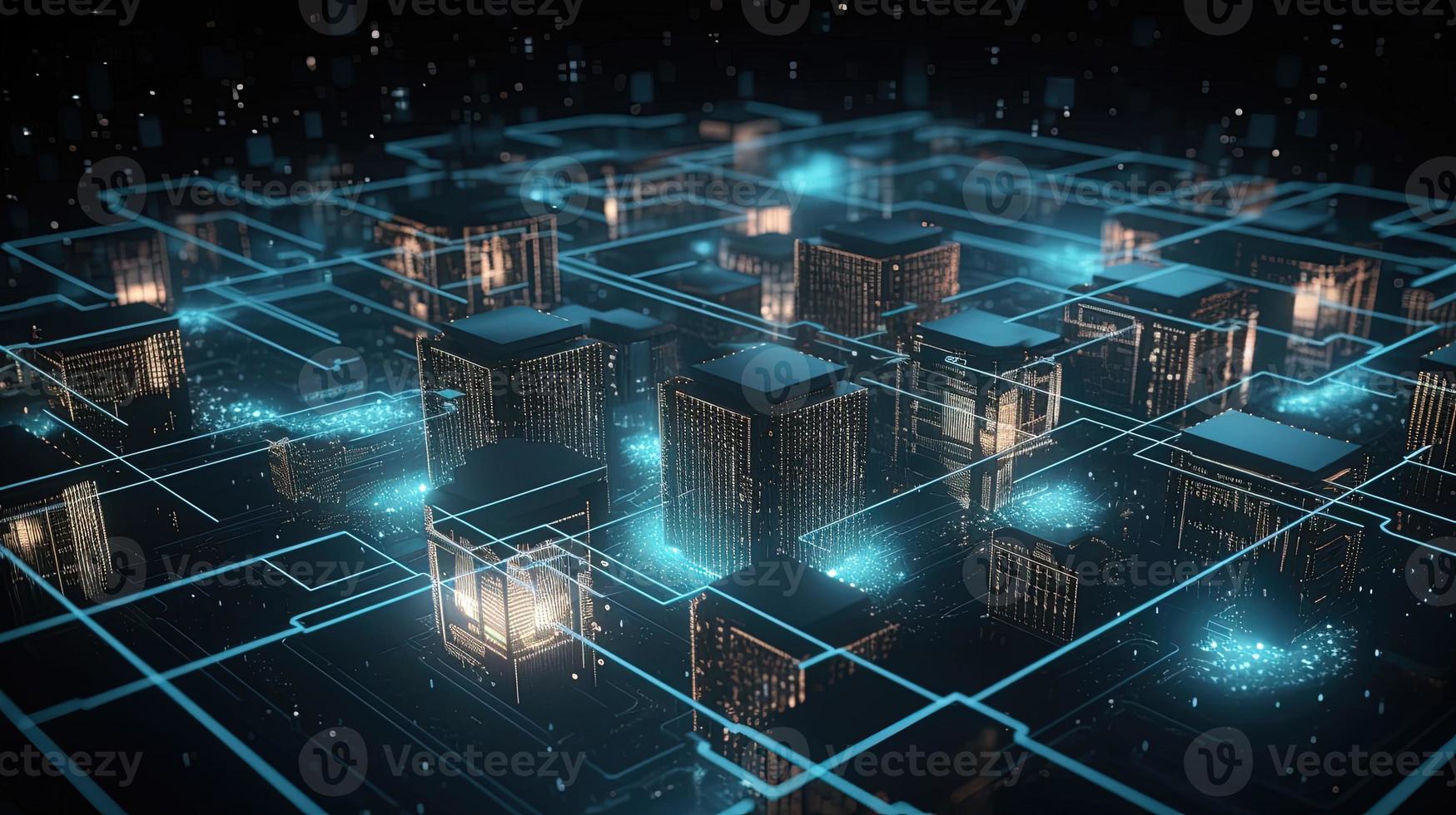 3D rendering of abstract technology concept. Digital data transfer and communication photo