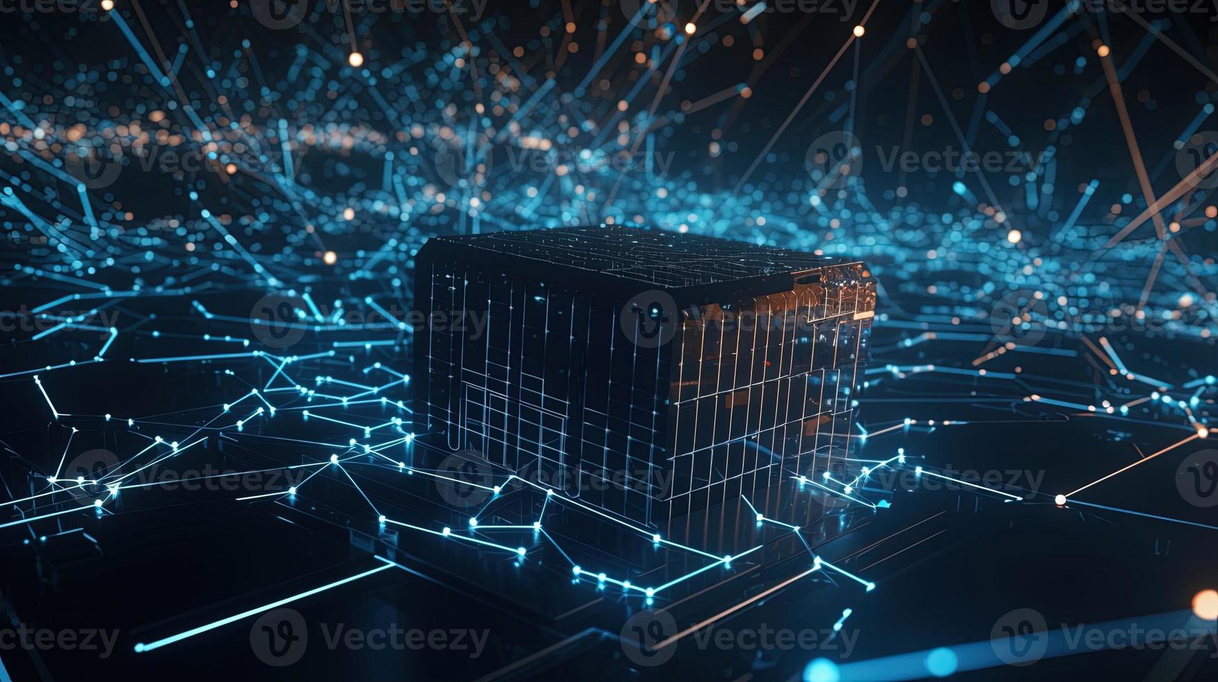 3D rendering of abstract technology concept. Digital data transfer and communication photo