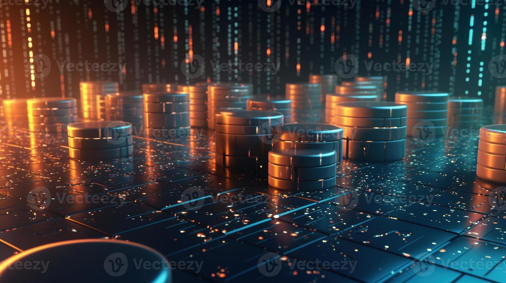 3D rendering of abstract technology concept. Digital data transfer and communication photo