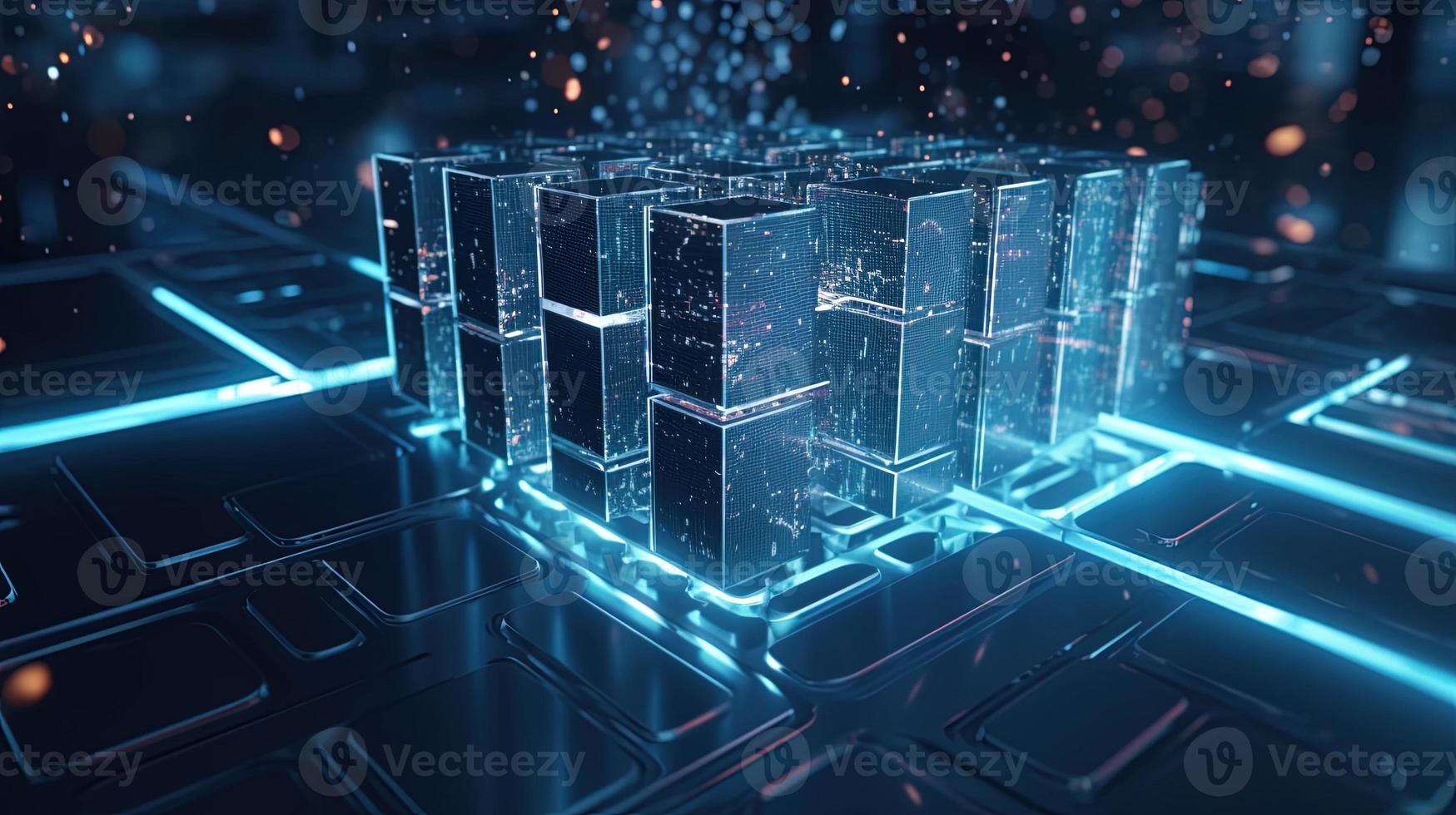 3D rendering of abstract technology concept. Digital data transfer and communication photo
