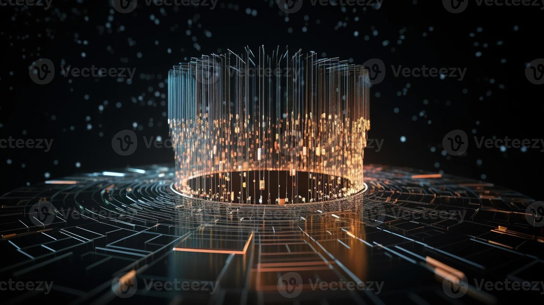 3D rendering of abstract technology concept. Digital data transfer and communication photo