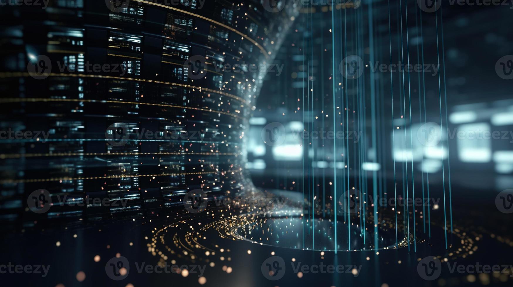 3D rendering of abstract technology concept. Digital data transfer and communication photo